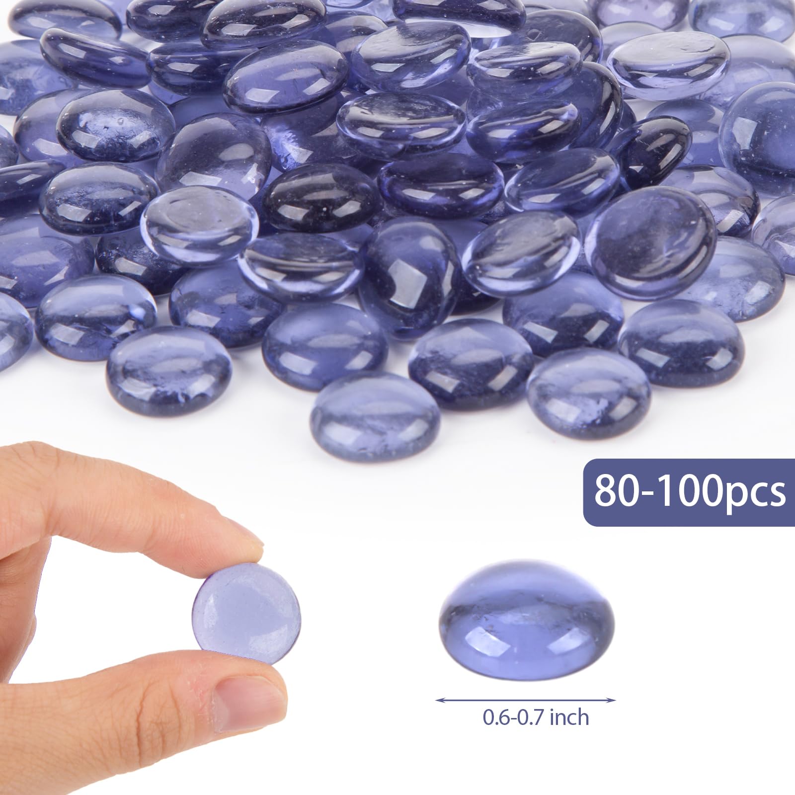 DomeStar 1LB Flat Glass Marbles - Purple Decorative Stones for Vases, Aquariums & Fish Tanks | Vase Fillers, DIY Crafts & Table Scatter Decor | Perfect for Home Decor, Wedding Centerpieces & Party Decorations