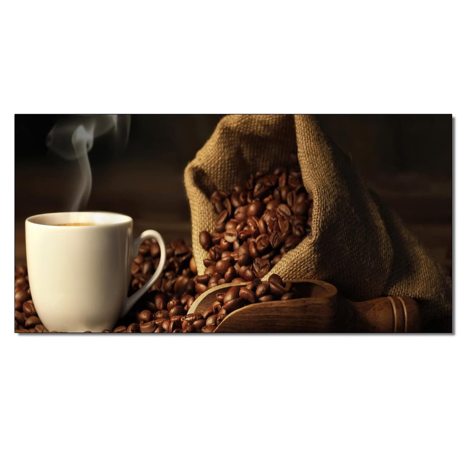 Premium Canvas Print Wall Art - Coffee Cup & Bean Painting Poster for Living Room, Bedroom Decor - 20x40 inches (50x100cm) - Perfect for Home, Office & Cafe Wall Decoration