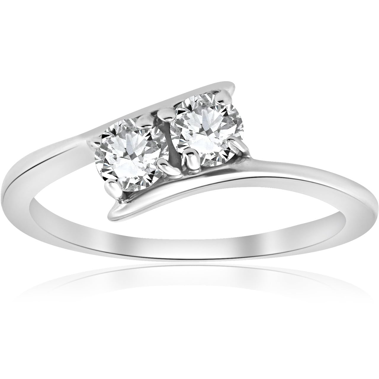 1/2 Carat Two Stone Diamond Forever Us Engagement Ring - 10k White Gold for Women - Perfect for Proposals, Anniversaries & Romantic Occasions