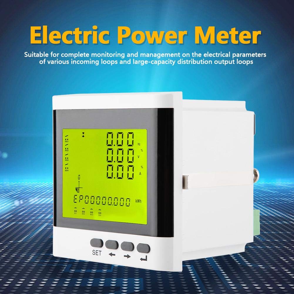 Oumefar High Precision Digital LED 3 Phase Power Meter - Programmable Watt, Volt, Amp Energy Monitor with LCD Display for Industrial & Home Electrical Systems - Perfect for Solar Panels, Generators, and Power Distribution Monitoring