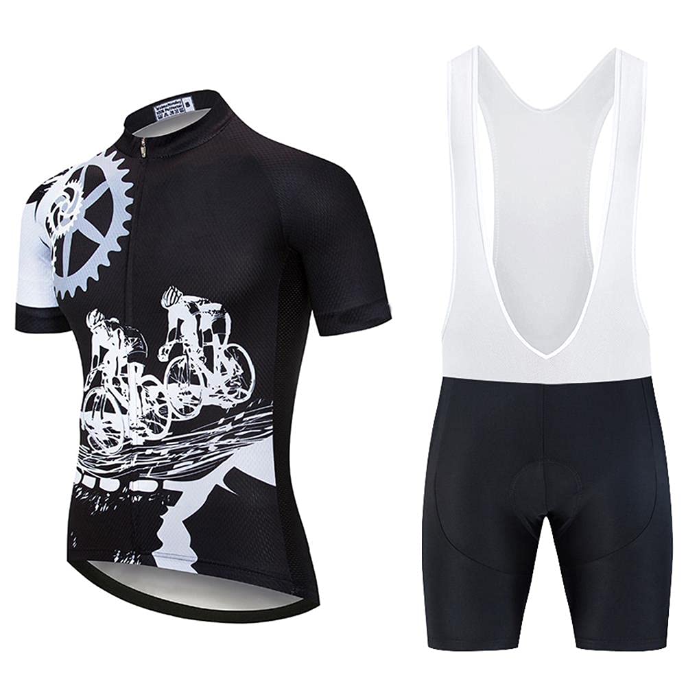 Men's Cycling Outfit Set - Breathable Short Sleeve Bike Jersey & Gel Padded Bib Shorts with 20D Padding for Road Biking & Mountain Cycling | Perfect for Training, Racing & Outdoor Sports