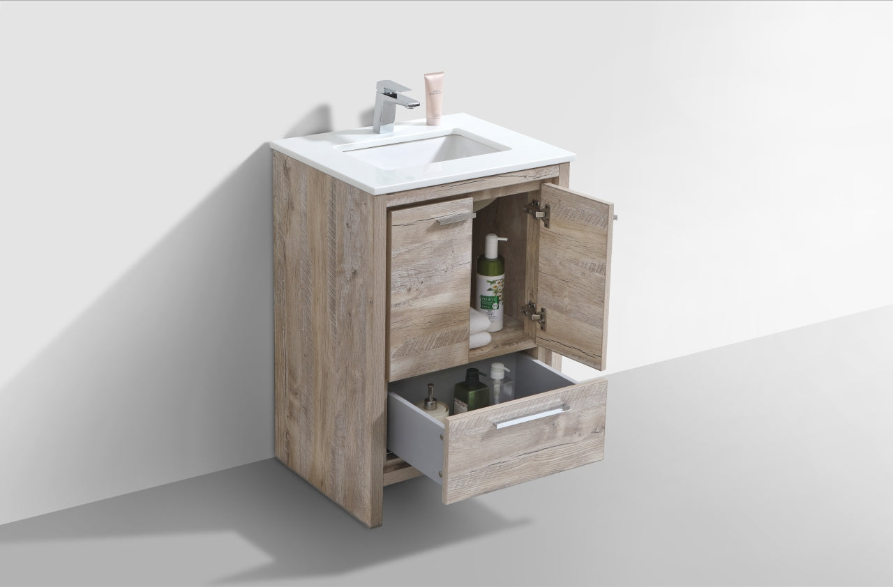 Modern Bathroom Vanity with Nature Wood & Quartz Countertop - Floor Standing Design for Contemporary Bathrooms | Perfect for Home Renovation & Spa-Like Retreats