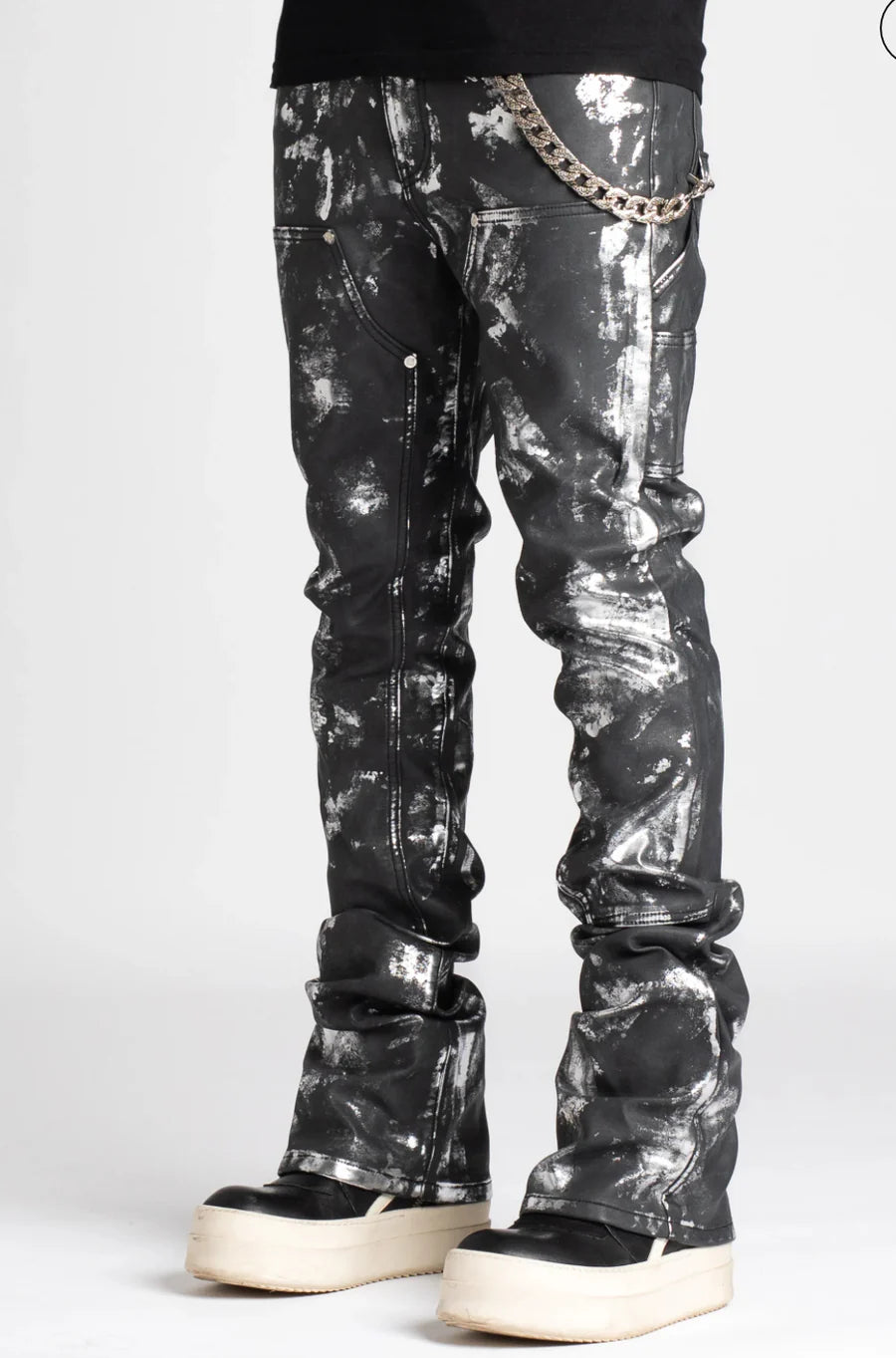 GUAPI Stacked Carpenter Leather Pants for Men - Durable Workwear with Multi-Pockets - Perfect for Construction, Carpentry & Outdoor Activities