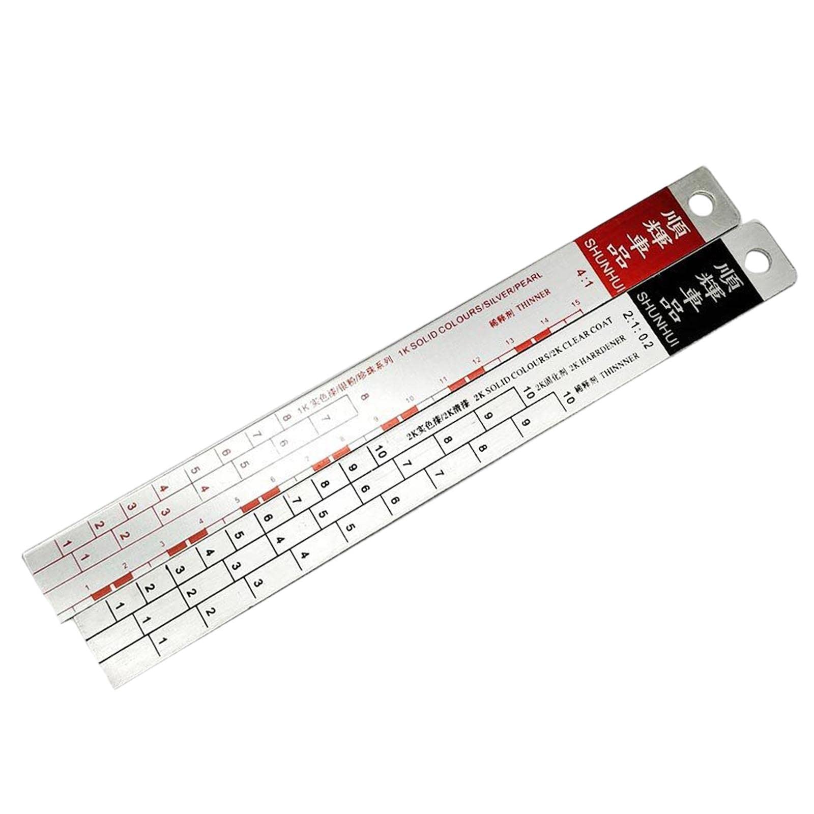 Homyl 2:1 & 4:1 Aluminum Alloy Paint Mixing Ruler - Easy-to-Use Car Paint Stir Stick for Automotive Coatings & Color Matching - Perfect for Auto Body Shops & DIY Car Paint Projects