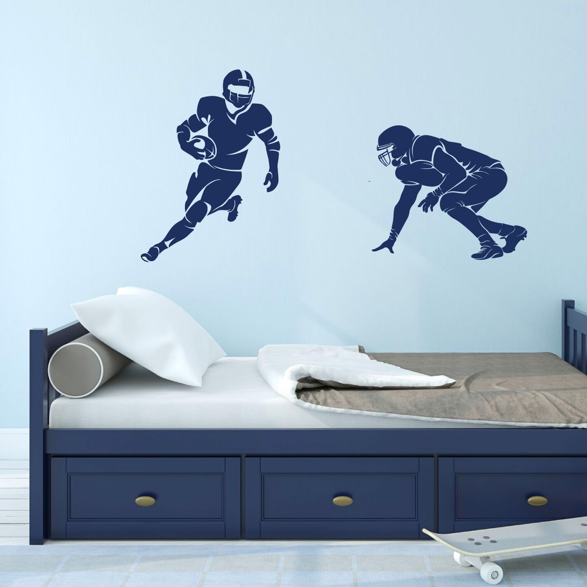 Two Football Players Wall Decal - Premium Vinyl Sticker for Boys Bedroom, Playroom & Game Room Decor | Perfect for Sports Themed Kids Room & Man Cave Decoration