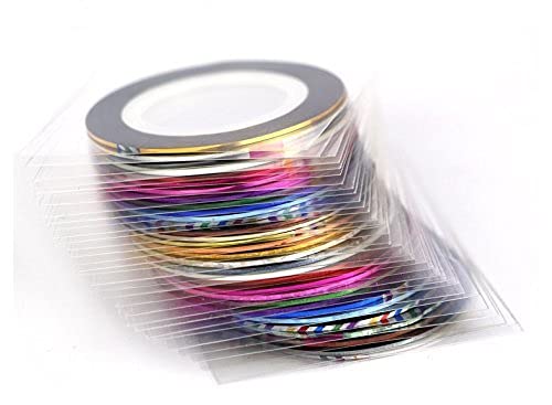 FAMEZA 10Pcs Mixed Colors Nail Art Striping Tape - 1mm x 2000mm DIY Nail Decoration Stickers for Salon & Home Manicure | Perfect for French Tips, Geometric Designs & Nail Art Contests