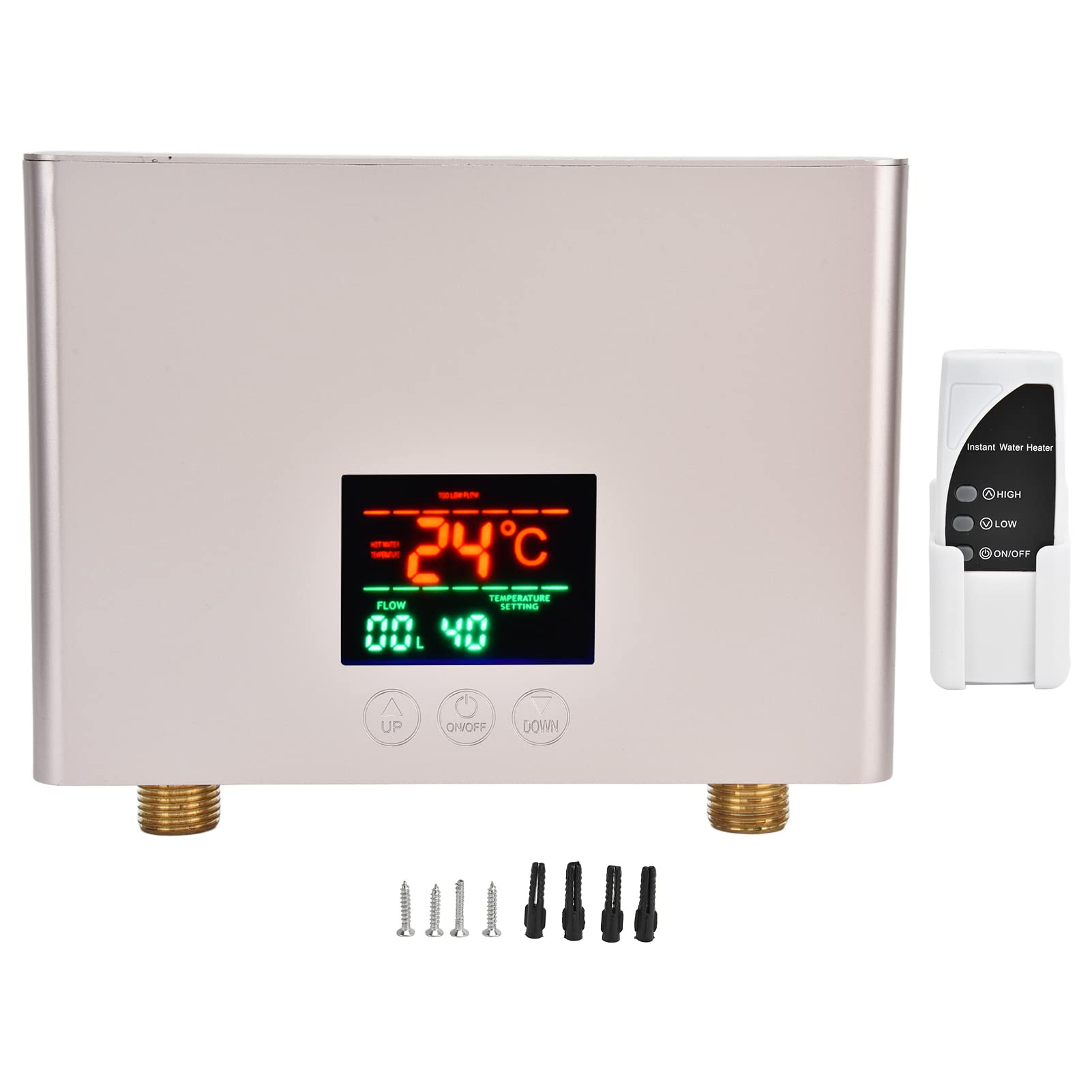 Zerodis Touch Panel Electric Tankless Water Heater - Instant Hot Water for Bathroom & Kitchen - Space Saving Design with Gold Finish | Perfect for Small Homes, Apartments & RVs