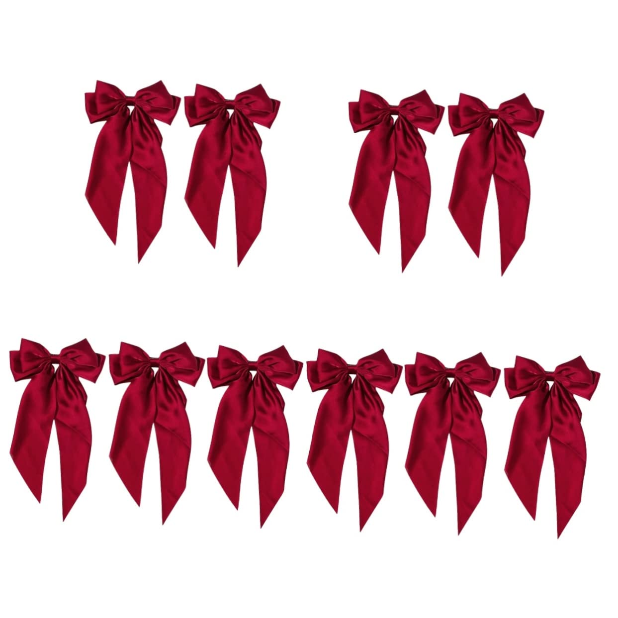 Lurrose 10-Piece Red Bow Hair Clips for Women & Girls - French Barrette Hairpins, Big Hair Bows, Hair Accessories for Makeup & Styling - Perfect for Weddings, Parties, and Everyday Fashion