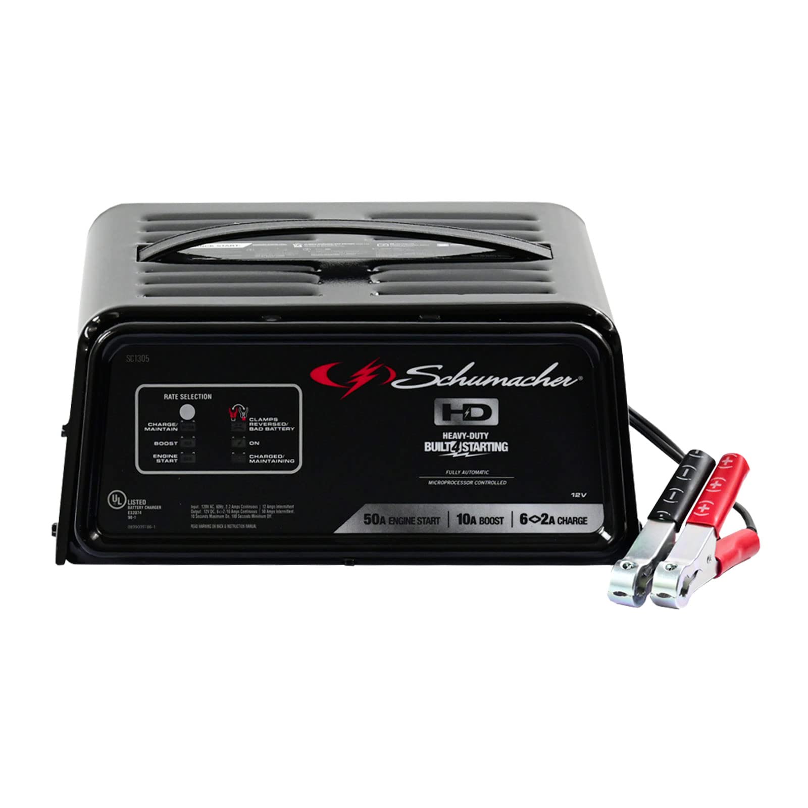 Schumacher SC1305 4-in-1 50 Amp 12V Fully Automatic Battery Charger & Engine Starter for Cars, SUVs, Trucks & Marine Batteries - Perfect for Emergency Jump Starts & Winter Battery Maintenance