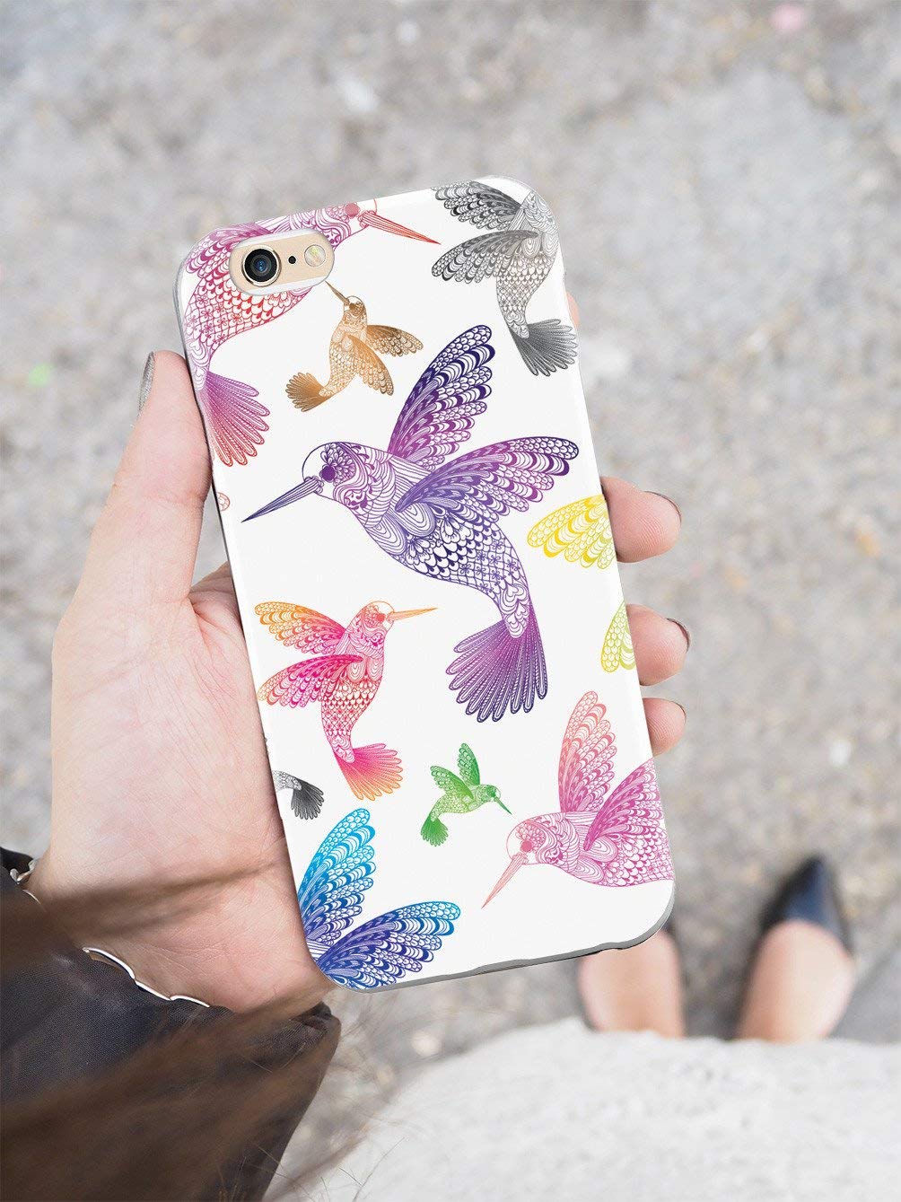Inspired Cases - 3D Textured Protective Phone Case for Apple iPhone 12 Pro Max - Zentangle Hummingbirds Design - Shockproof & Anti-Scratch Cover - Multicolor - Perfect for Everyday Use, Travel & Outdoor Activities