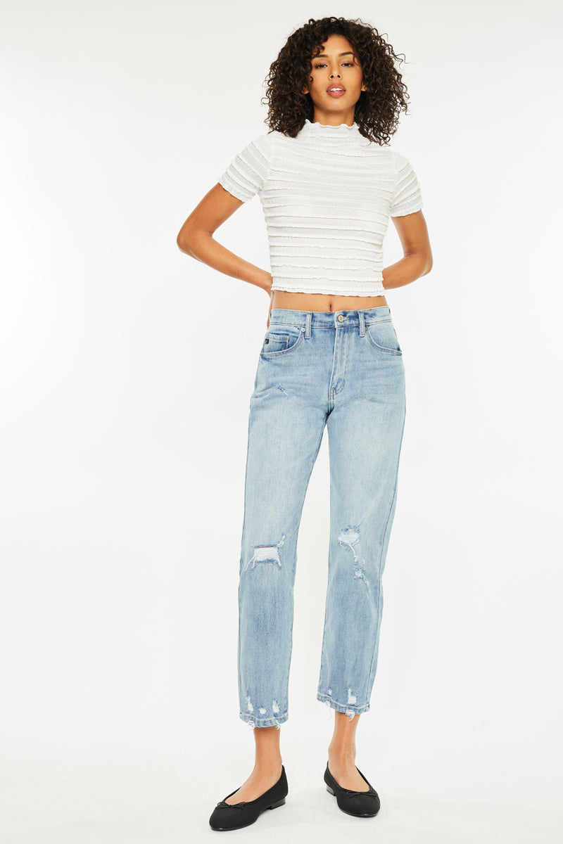 Missy High Rise Slim Straight Leg Jeans for Women - Comfortable Stretch Denim Pants for Casual Wear & Everyday Outfits