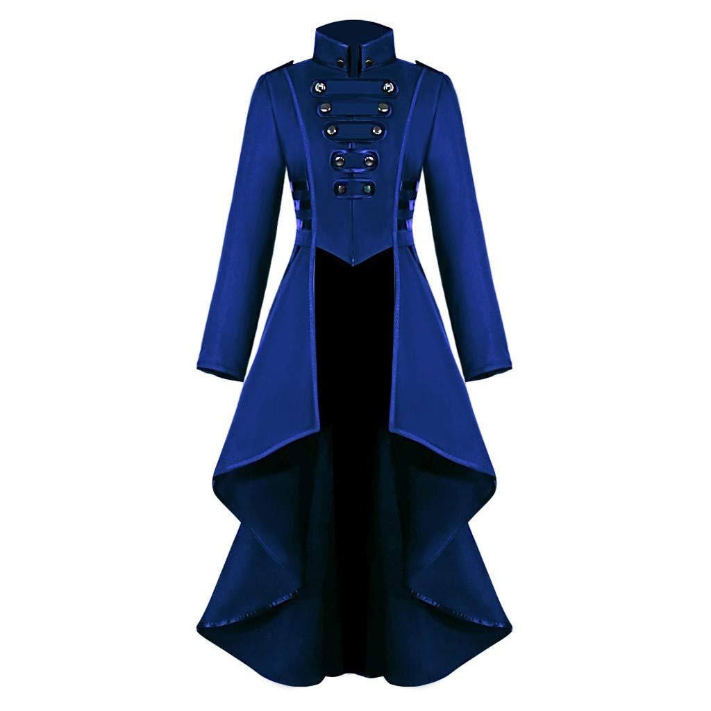 Gothic Steampunk Women's Jacket with Lace & Corset Detail - Victorian Tailcoat Long Coat for Halloween Costume, Cosplay & Retro Fashion
