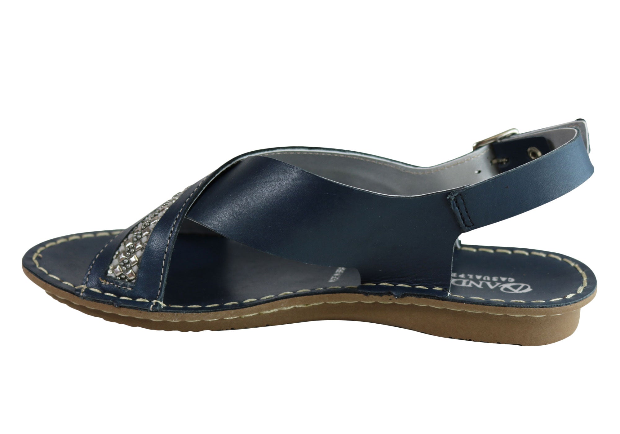 Andacco Veronique Women's Comfort Flat Leather Sandals - Handmade in Brazil - Perfect for Summer, Beach & Casual Outings