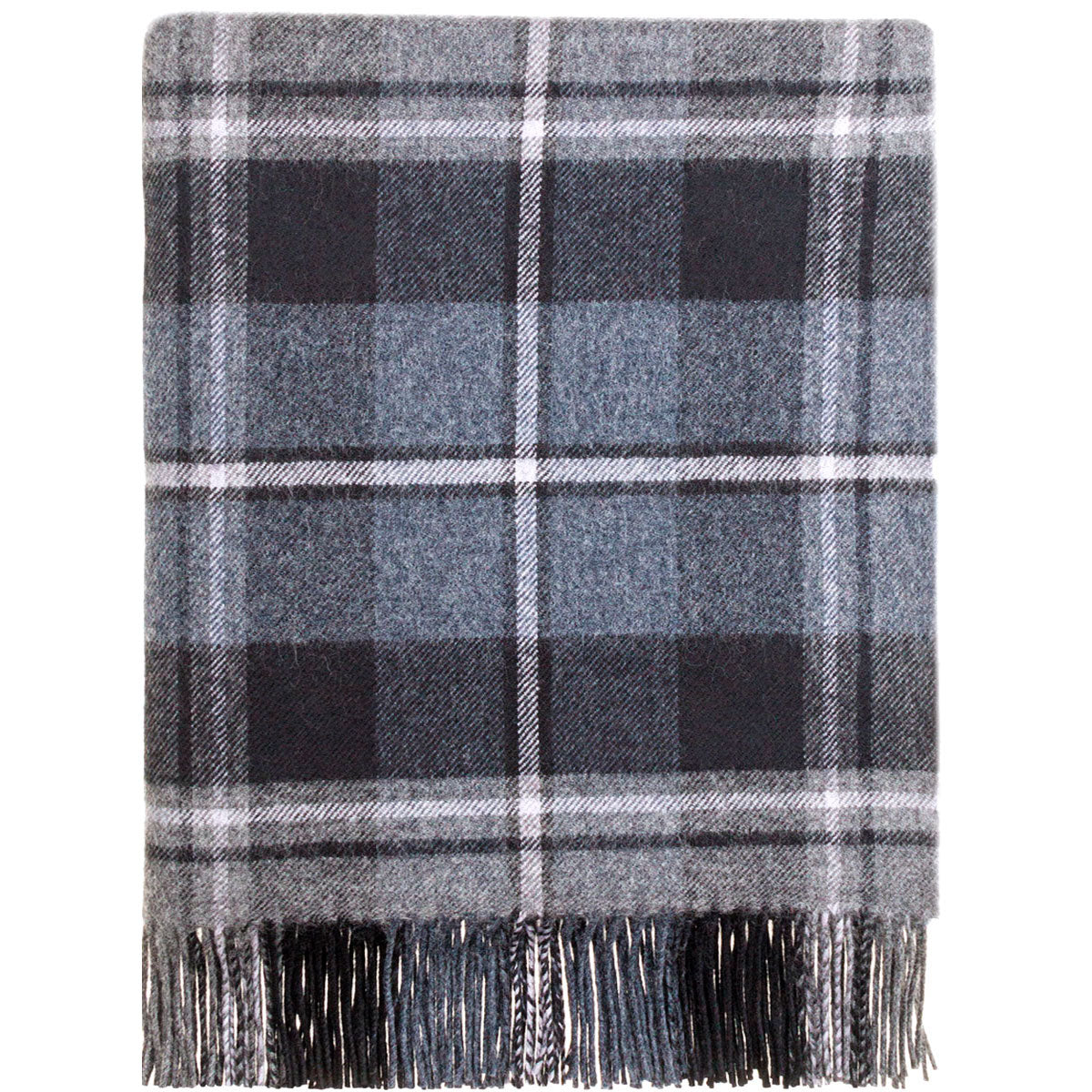 MacRae Hunting Grey Tartan Lambswool Blanket - Soft & Warm Scottish Plaid Throw for Hunting Lodge, Cabin, or Cozy Home Decor