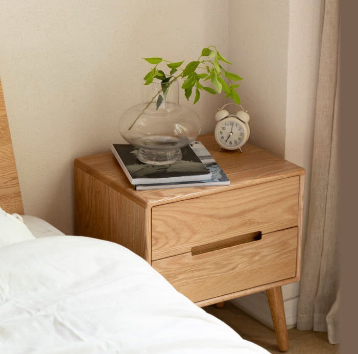 Solid Oak Wood Nightstand - Sturdy Bedside Table for Bedroom, Living Room, or Office - Perfect for Storage and Decor
