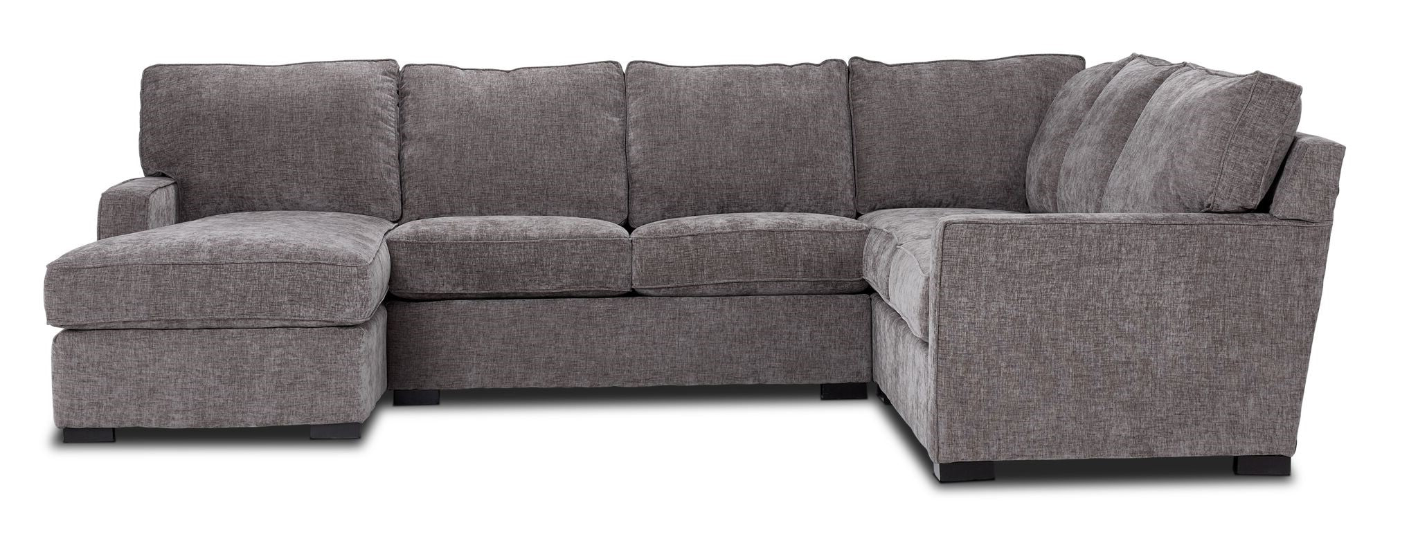 Charlotte 4-Piece Sectional Sofa with Left-Facing Chaise in Pewter - Perfect for Living Room, Family Room & Home Theater Seating