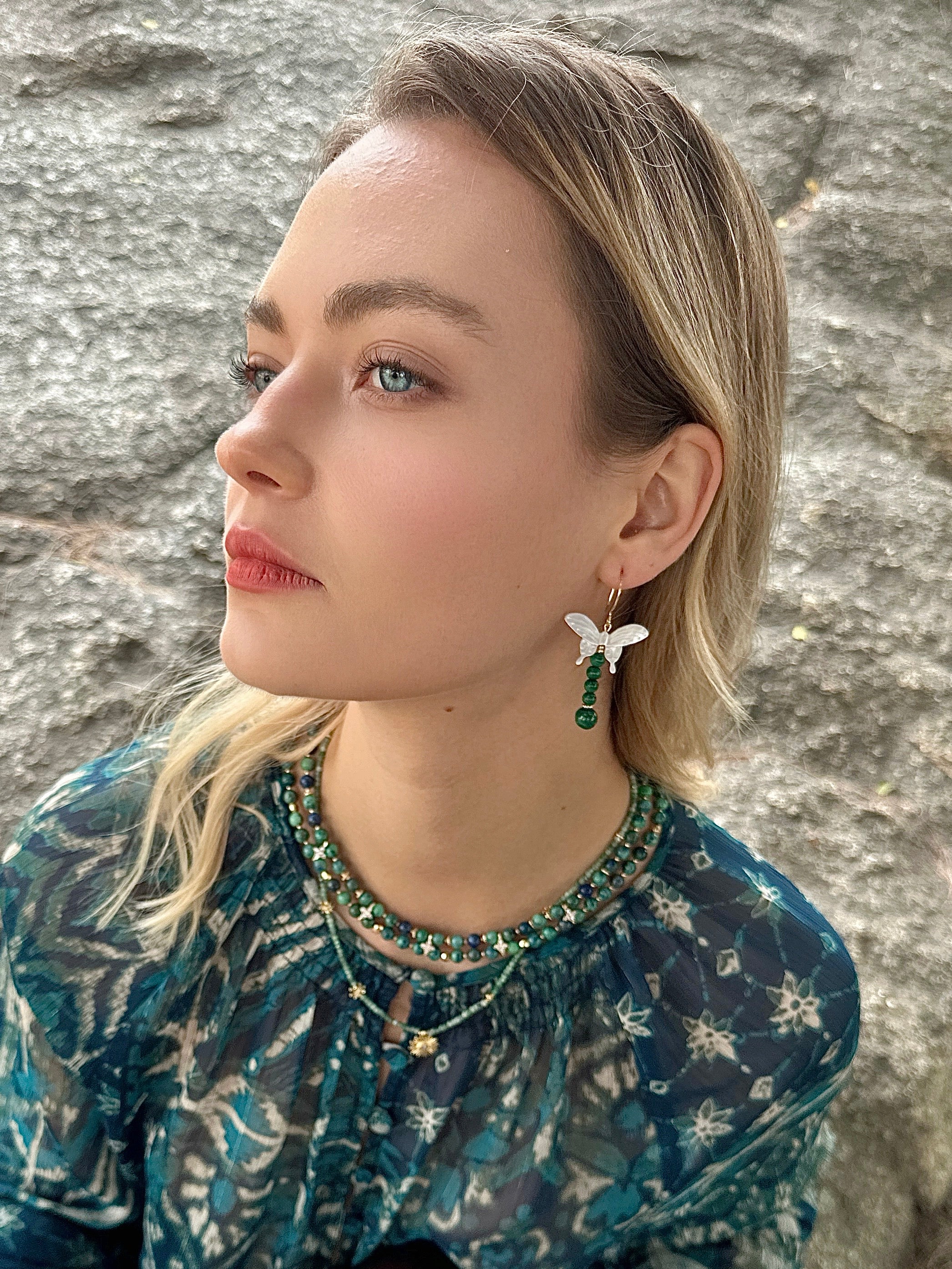 Phoenix Lapis & Zircon Stone Double Layer Collar Necklace for Women - Elegant Statement Jewelry for Parties, Weddings & Special Occasions (Style LN044)