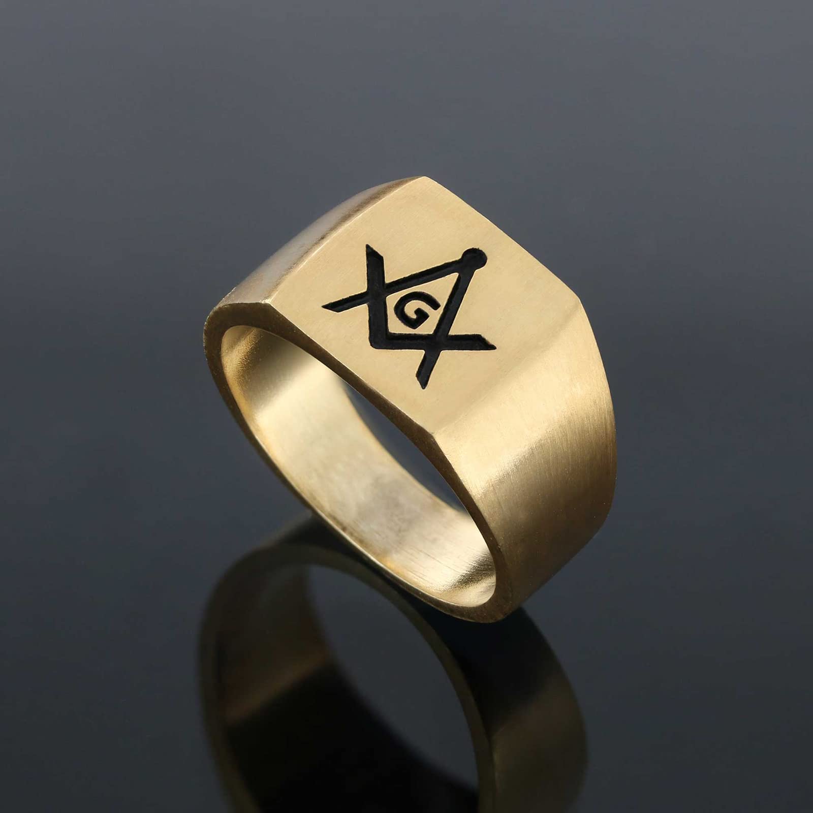 Masonic Ring for Men - Freemason Statement & Signet Ring - Solid Stainless Steel Masonic Jewelry - Perfect for Lodge Meetings, Ceremonies & Gifts
