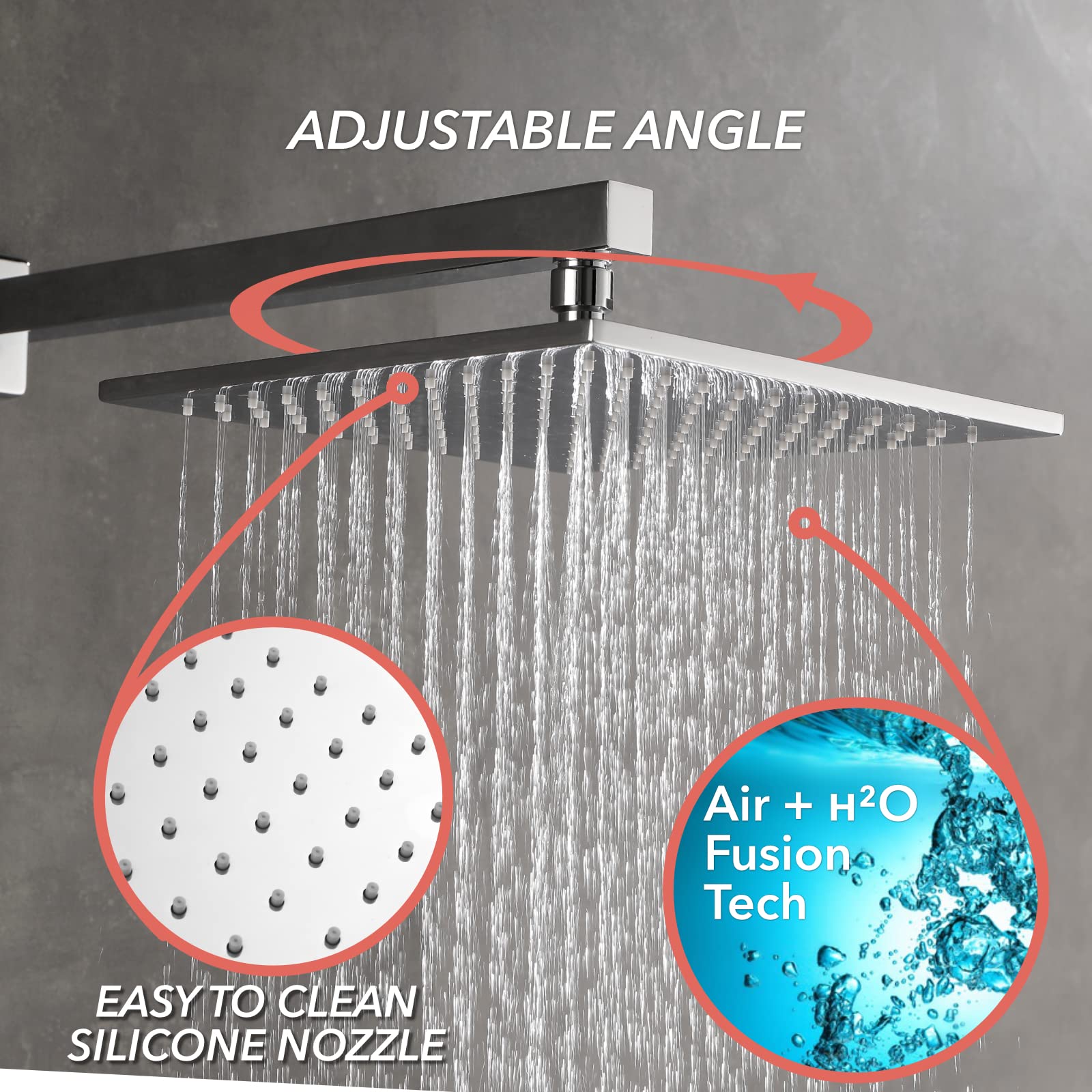 VANFOXLE Chrome Push-Button Shower Faucet Set - 10 Inch Rainfall Shower Head Combo with Wall Mounted Fixture for Modern Bathroom | Perfect for Spa-Like Experience, Master Bath & Luxury Home Renovation