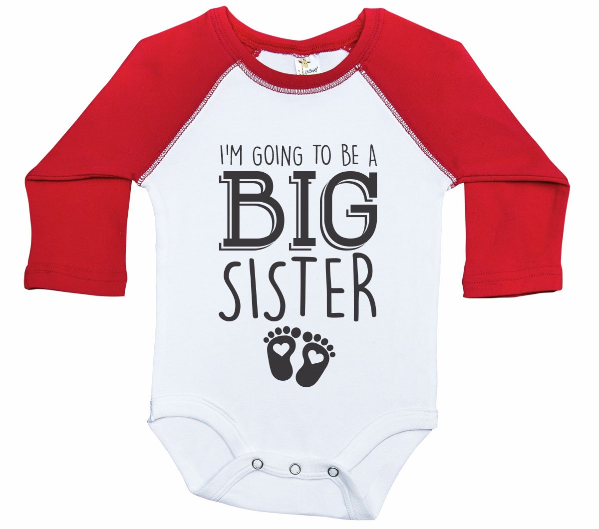 Custom Big Sister Raglan Onesie - Personalized Date for Girls & Toddlers - Perfect for Sibling Announcement