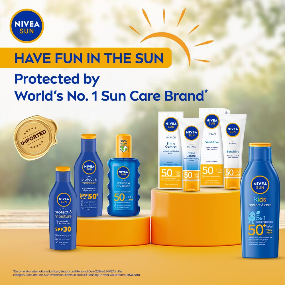 NIVEA Sun UV Face Sensitive SPF 50 Sunscreen Cream (50ml) - UVA/UVB Protection for Sensitive Skin, Anti-Aging & Moisturizing - Ideal for Daily Use, Outdoor Activities & Travel