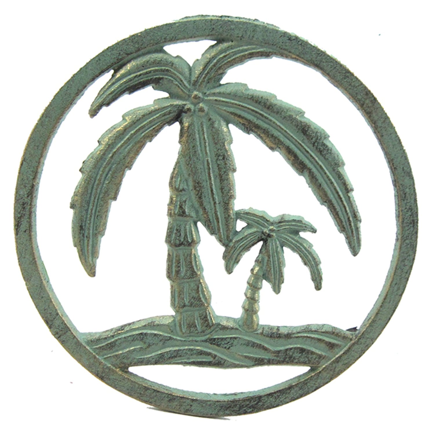 Verdi Green Cast Iron Palm Tree Kitchen Trivet - Heat Resistant Hot Plate Holder for Pots, Pans & Serving Dishes - Perfect for Dining Tables, Countertops & Outdoor Entertaining