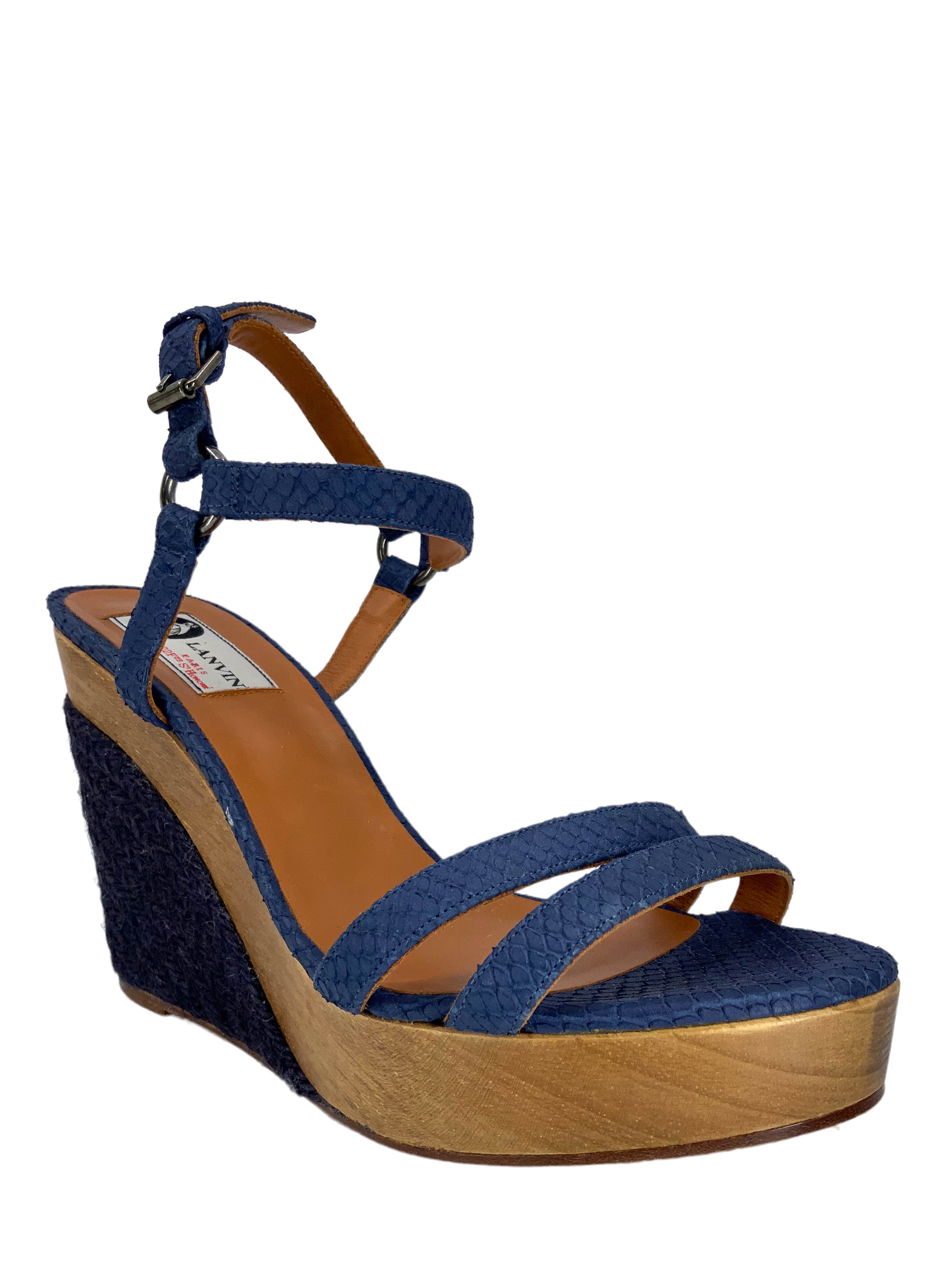 LANVIN Women's Snakeskin Print Espadrille Wedge Sandals Size 10 | Comfortable Summer Beach Shoes for Women | Perfect for Vacation, Party & Casual Wear