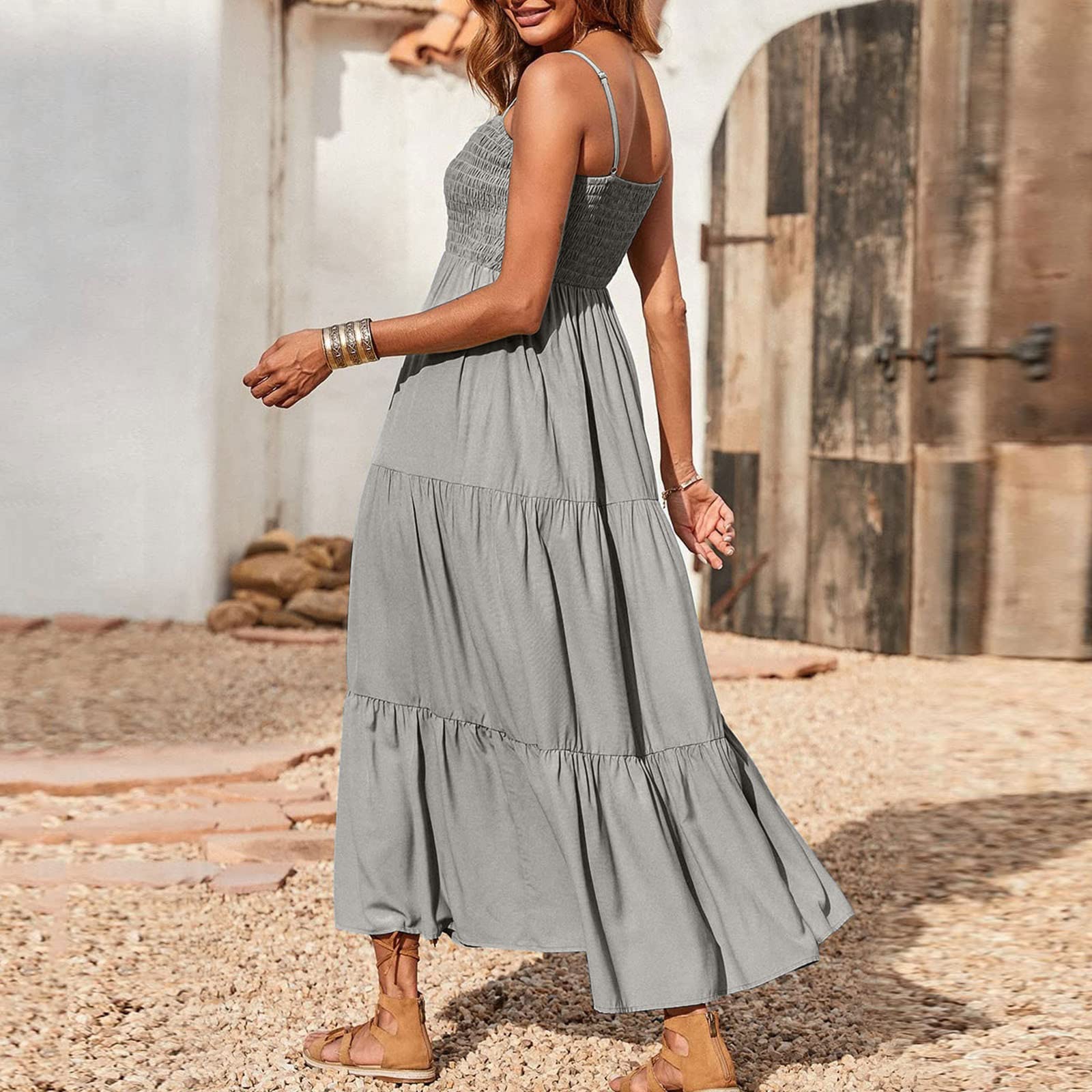 Oelaio Women's Summer Casual Dresses - Flowy Short Sleeve Maxi Dress with Built-in Shorts | Plus Size Wedding Guest & Evening Dress | Perfect for Beach Vacations, Bridal Showers & Date Nights