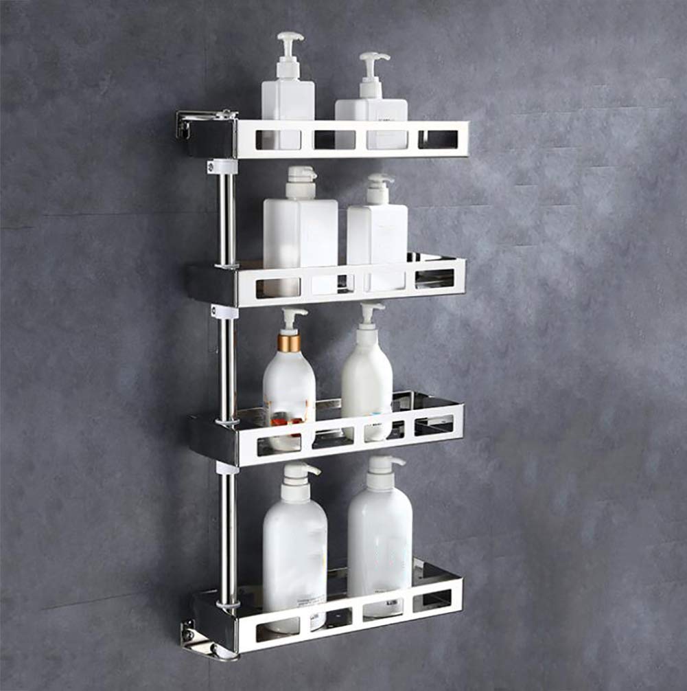 Rotatable Stainless Steel Shower Caddy - 4 Tier Corner Shelf for Bathroom & Kitchen - Rustproof Wall Mounted Storage Organizer - Perfect for Small Spaces, Apartments & Dorm Showers