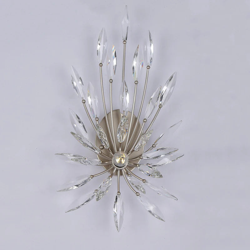 Lily Starburst Crystal Sputnik Wall Sconce - Modern Mid-Century Lighting Fixture for Living Room, Bedroom & Hallway Decor