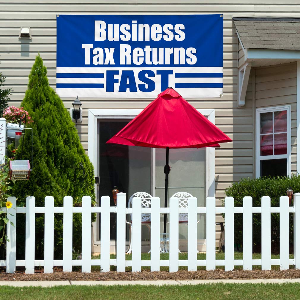 Custom Vinyl Banner 60x144 Inches - Weatherproof Business & Yard Signs with 10 Grommets | Fast Tax Return & Industrial Outdoor Advertising | Perfect for Storefronts, Events & Construction Sites