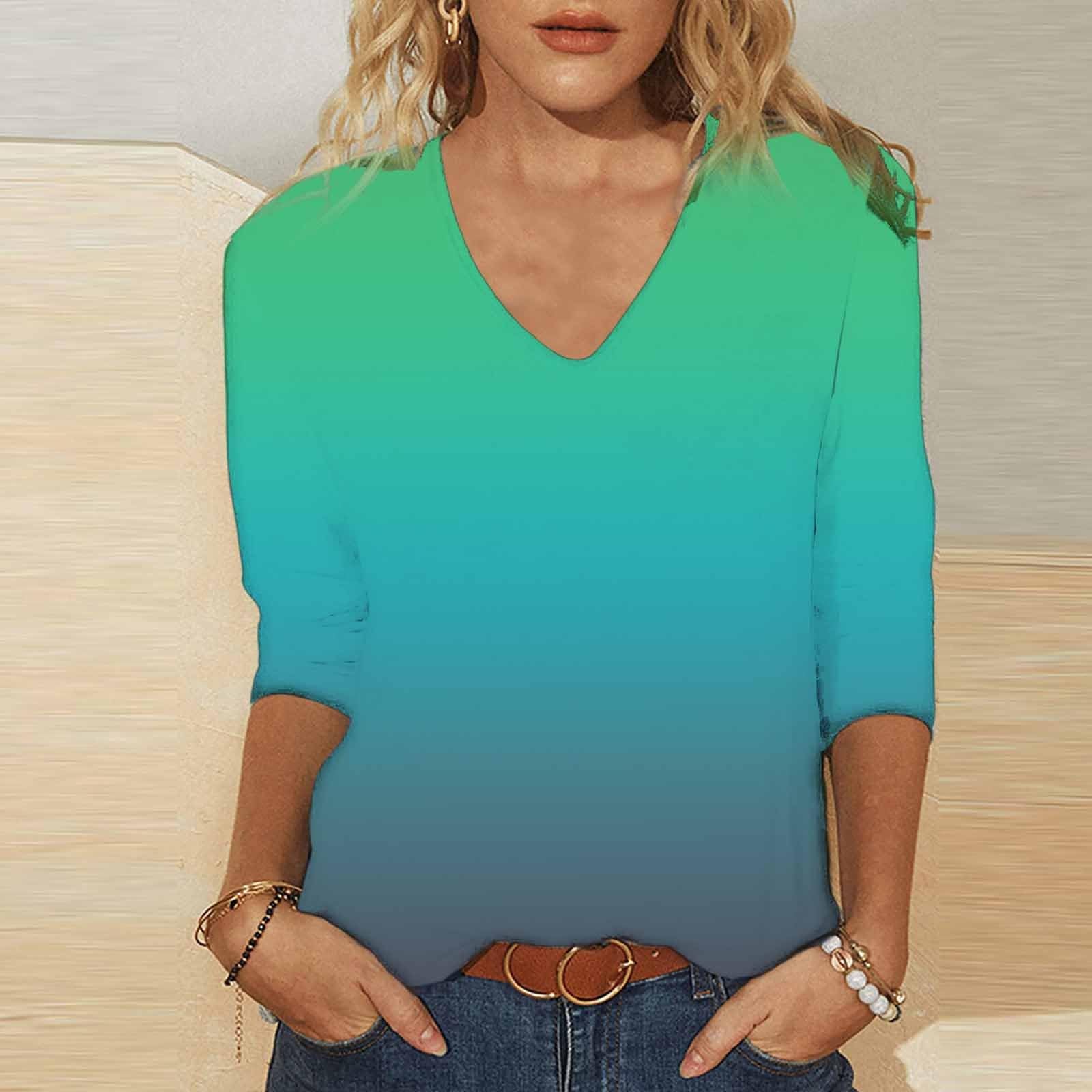 Women's Cotton V-Neck 3/4 Sleeve Tops - Elegant Business Casual Tunic Blouse for Spring & Summer | Office Wear, Date Night & Professional Outfits