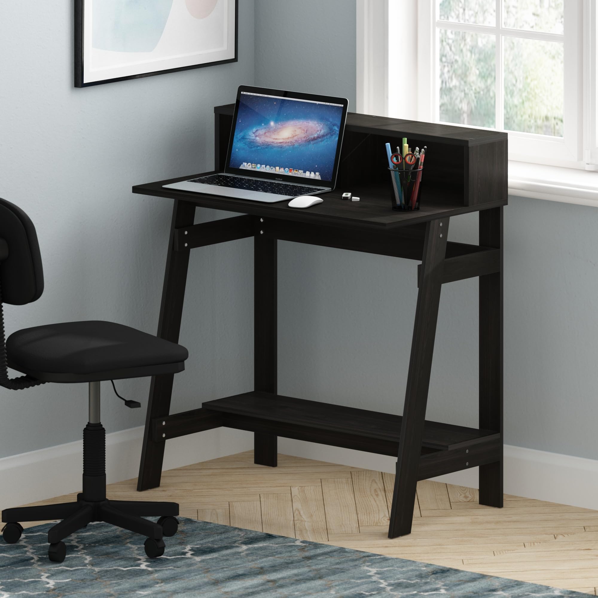 Furinno Simplistic A-Frame Computer Desk - Compact Home Office Desk in Espresso Finish for Small Spaces, Gaming, and Study