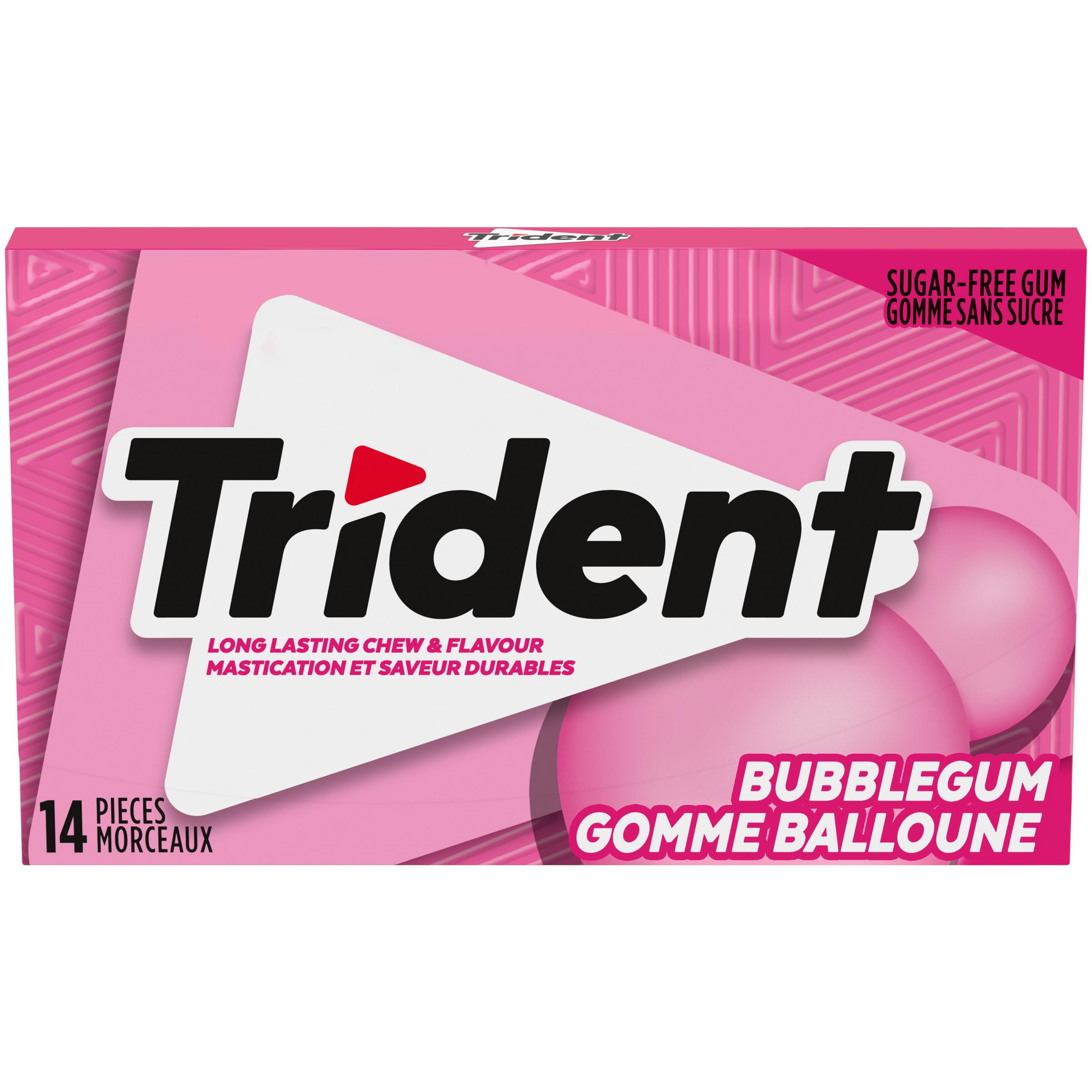 Trident Sugar-Free Bubblegum Slab - Long-Lasting Chewing Gum for Fresh Breath, Perfect for Workouts, Travel & Office Use