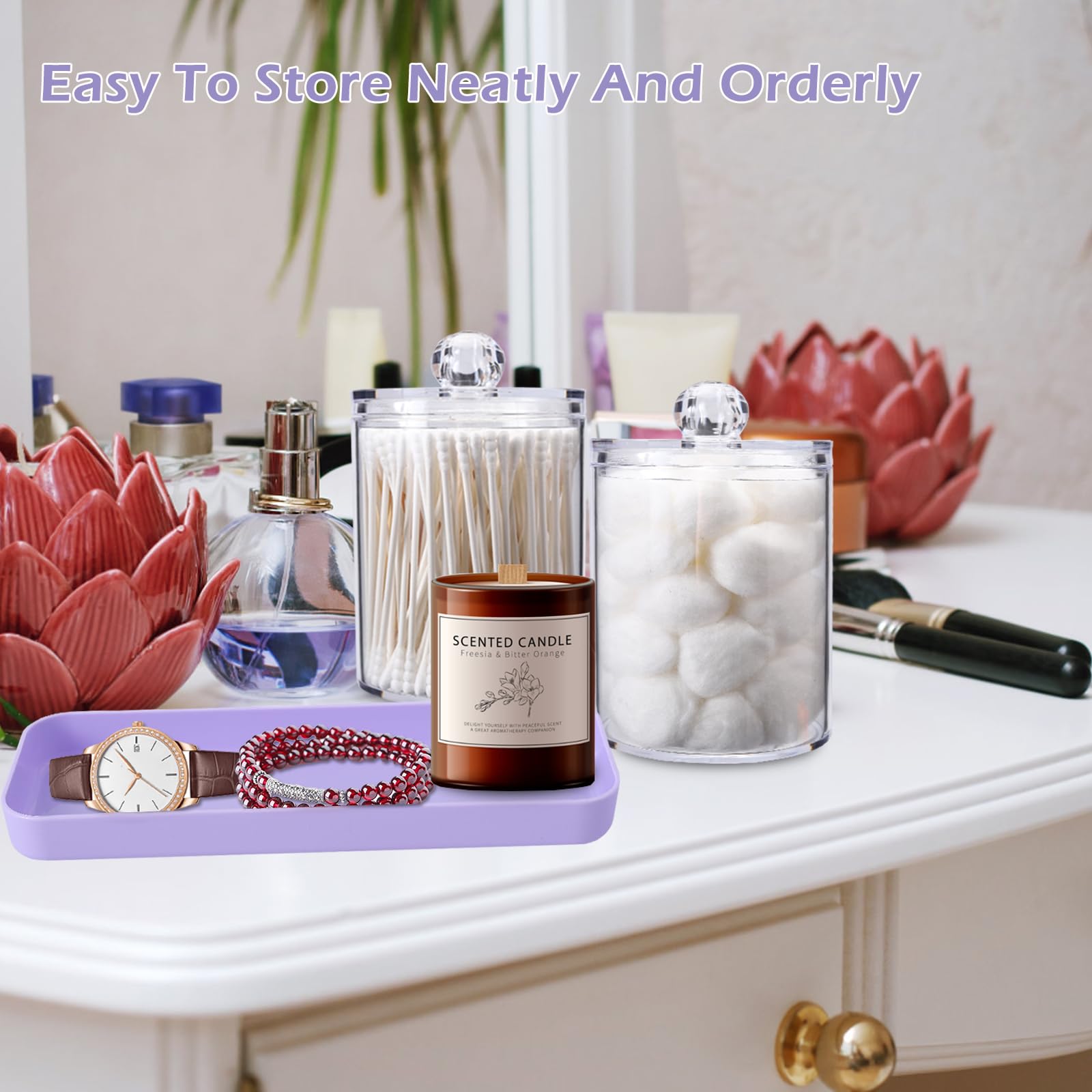 **9-Piece Purple Bathroom Accessories Set - Trash Can, Soap Dispenser, Soap Dish, Toilet Brush with Holder, Toothbrush Holder, Tumbler Cup, Tray & Q-Tip Holders - Perfect for Modern Bathroom Decor & Organization**