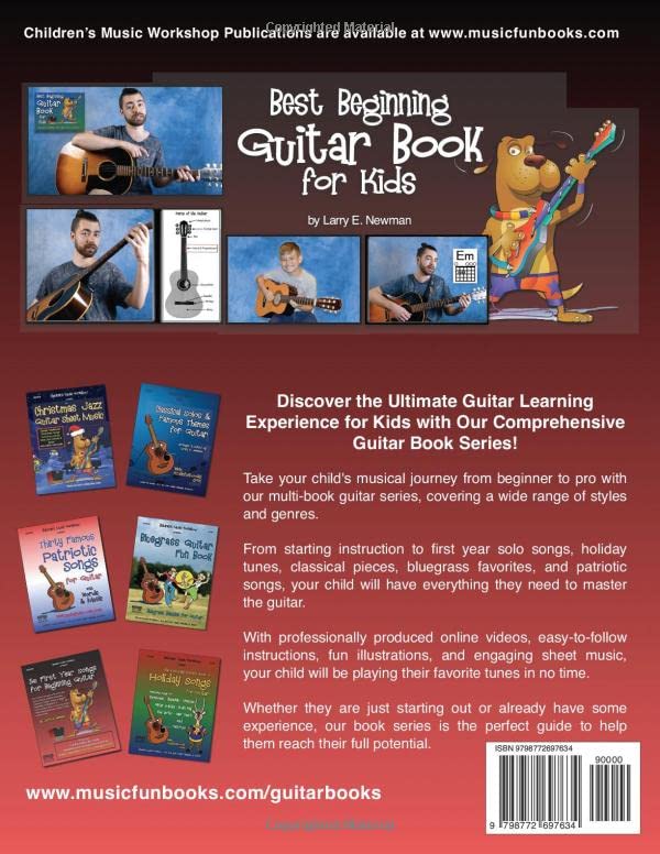 **50 Easy First Year Guitar Songs for Kids - Beginner Guitar Songbook with Online Videos & MP3s - Popular & Classic Songs for Learning Guitar (Perfect for Home, School & Music Lessons) - Music Fun Books**