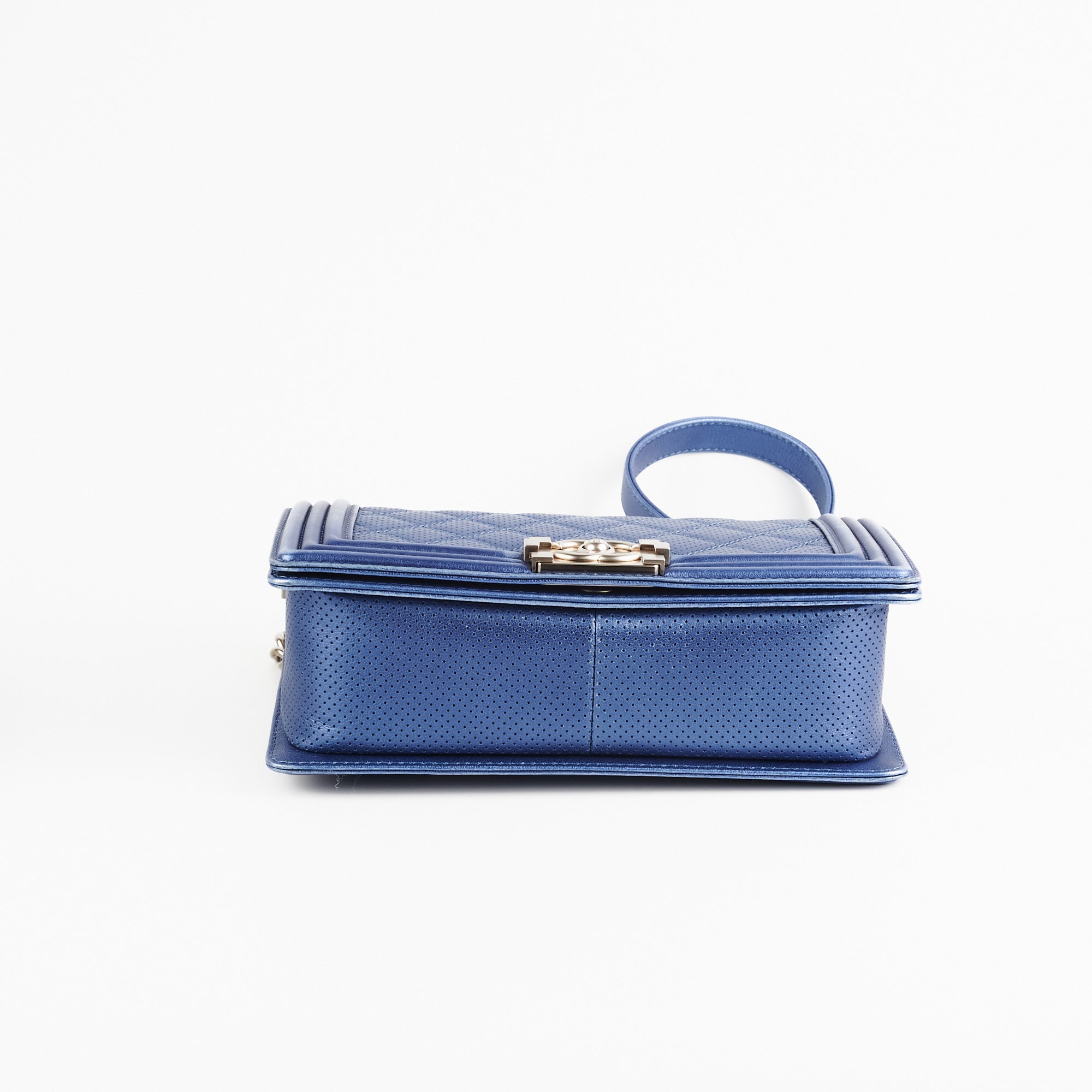 Chanel Old Medium Boy Bag in Metallic Blue - Luxury Leather Crossbody Bag for Women | Perfect for Parties, Date Nights & Special Occasions