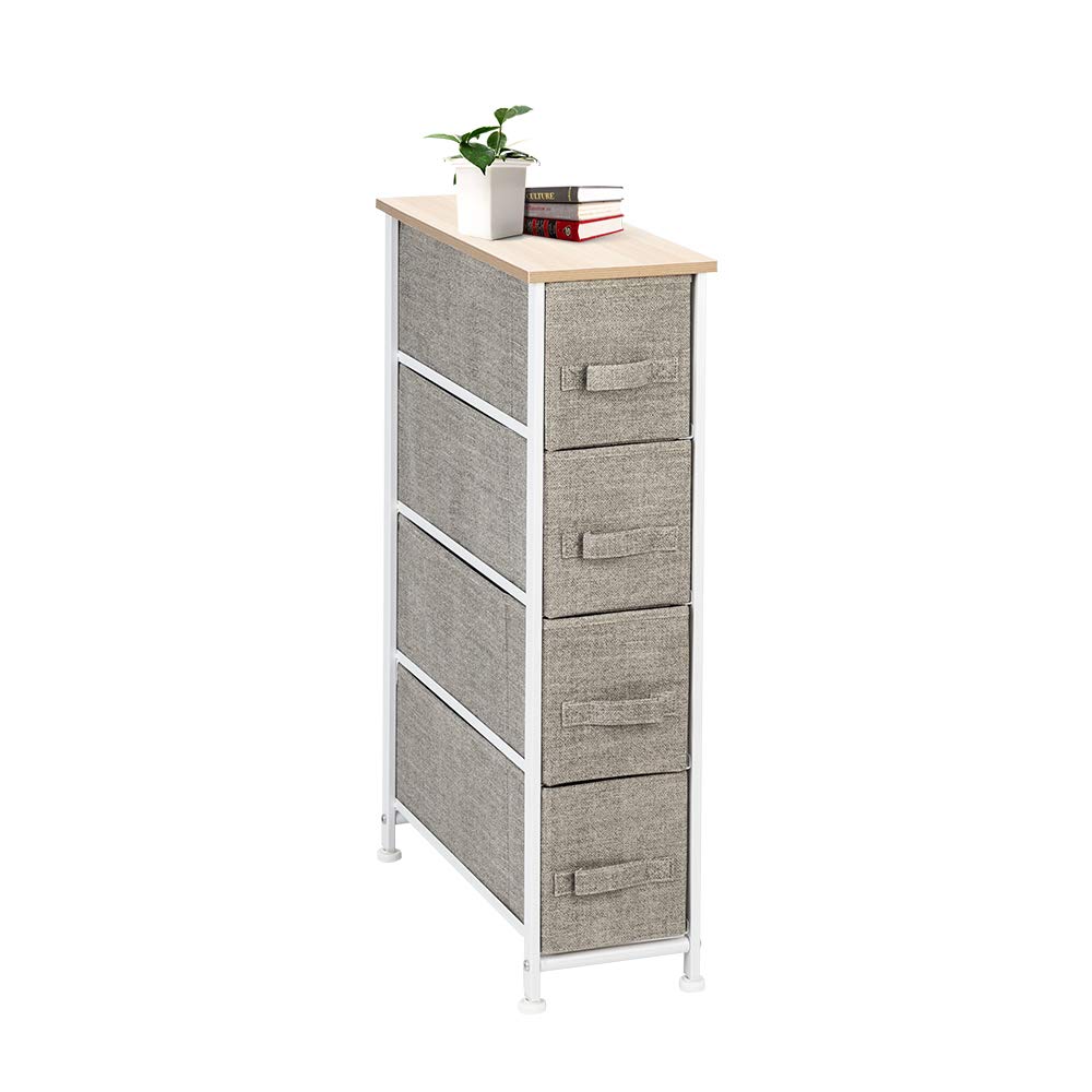 Veryke 4-Drawer Fabric Storage Tower - Metal Frame End Table for Home Organization