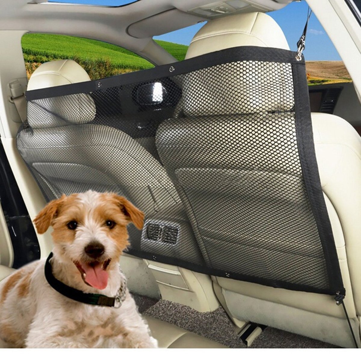 Pet Car Barrier Net - Heavy Duty Mesh Divider for Back Seat Safety, Travel & Crossover Vehicle Partition (Black) - Perfect for SUV, Sedan & Road Trips with Dogs