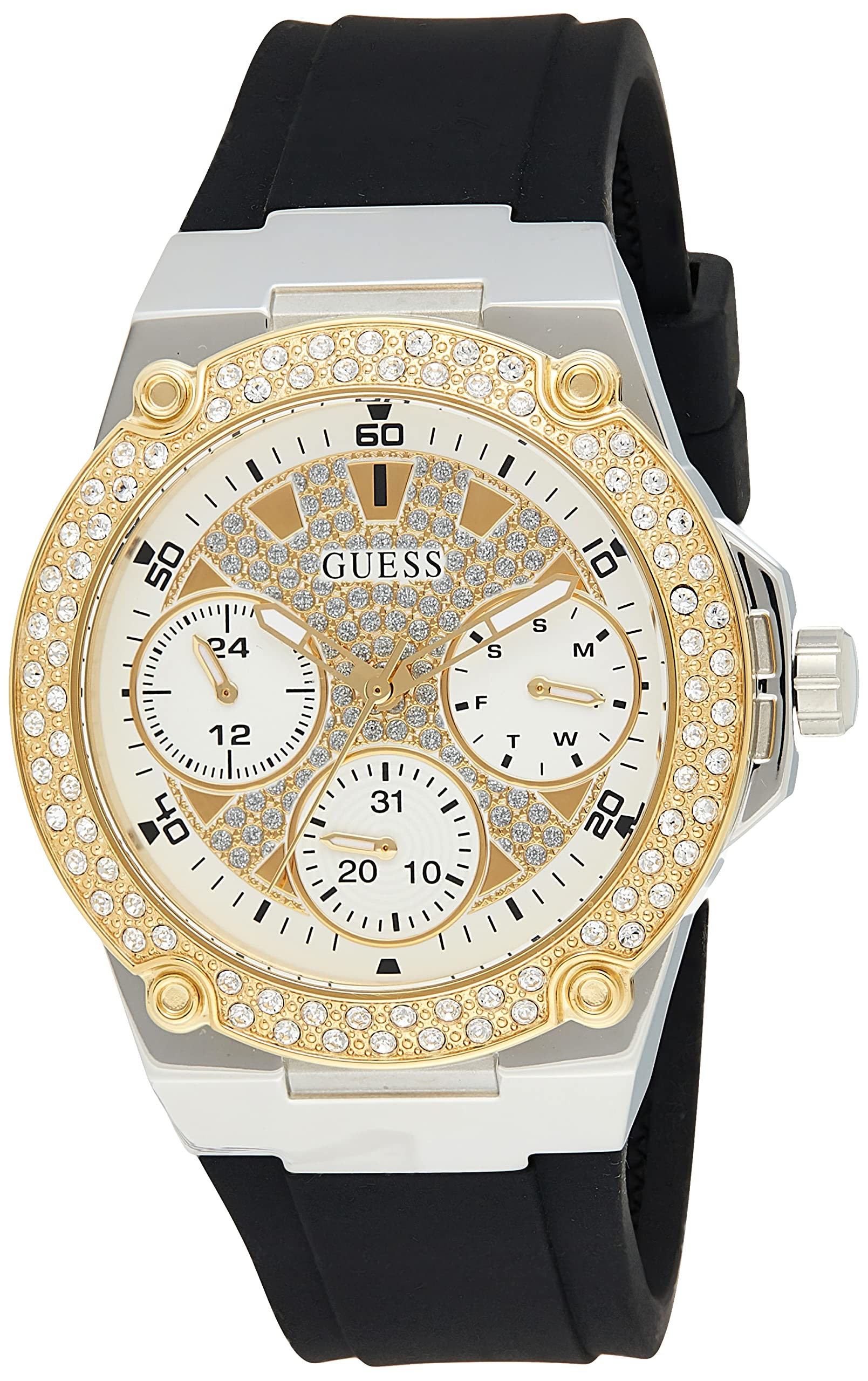 Guess Women's Zena Analog Quartz Watch with Silicone Strap W1291L1 - Stylish Ladies Wristwatch for Everyday Wear, Work & Casual Outfits