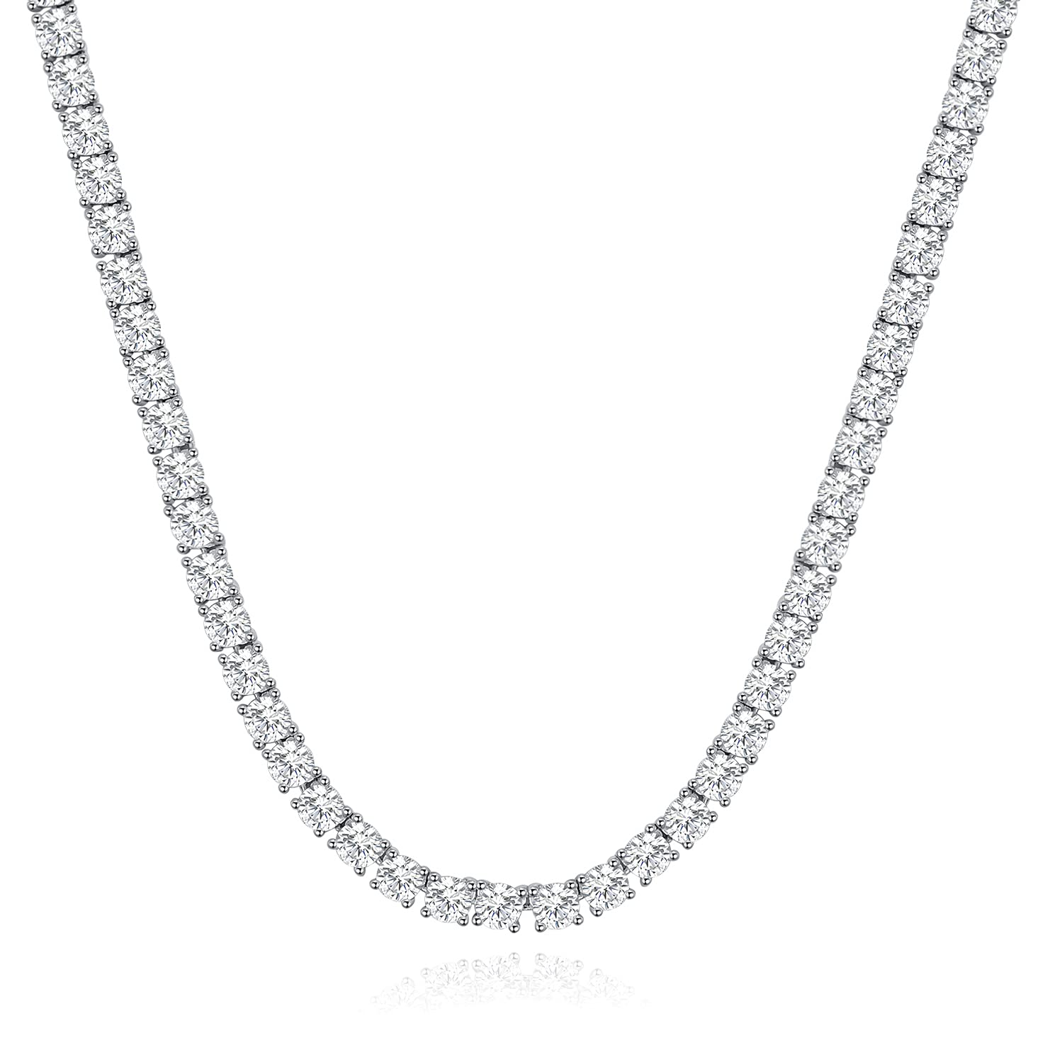 14K Gold Plated Diamond Tennis Chain Necklace - 18 Inch Round Cubic Zirconia Classic Unisex Jewelry for Women & Men | Perfect for Weddings, Parties, Anniversaries and Special Occasions