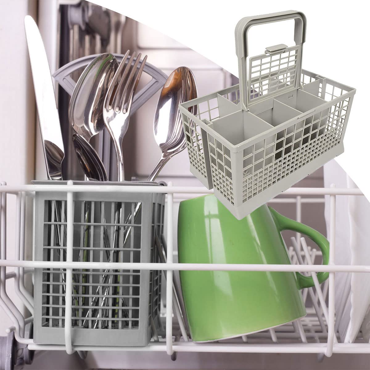 Universal Foldable Dishwasher Cutlery Basket - Silverware Holder & Replacement Rack for Forks, Spoons, Knives | Perfect for Kitchen Organization & Dishwasher Accessories (Fits Most Models)