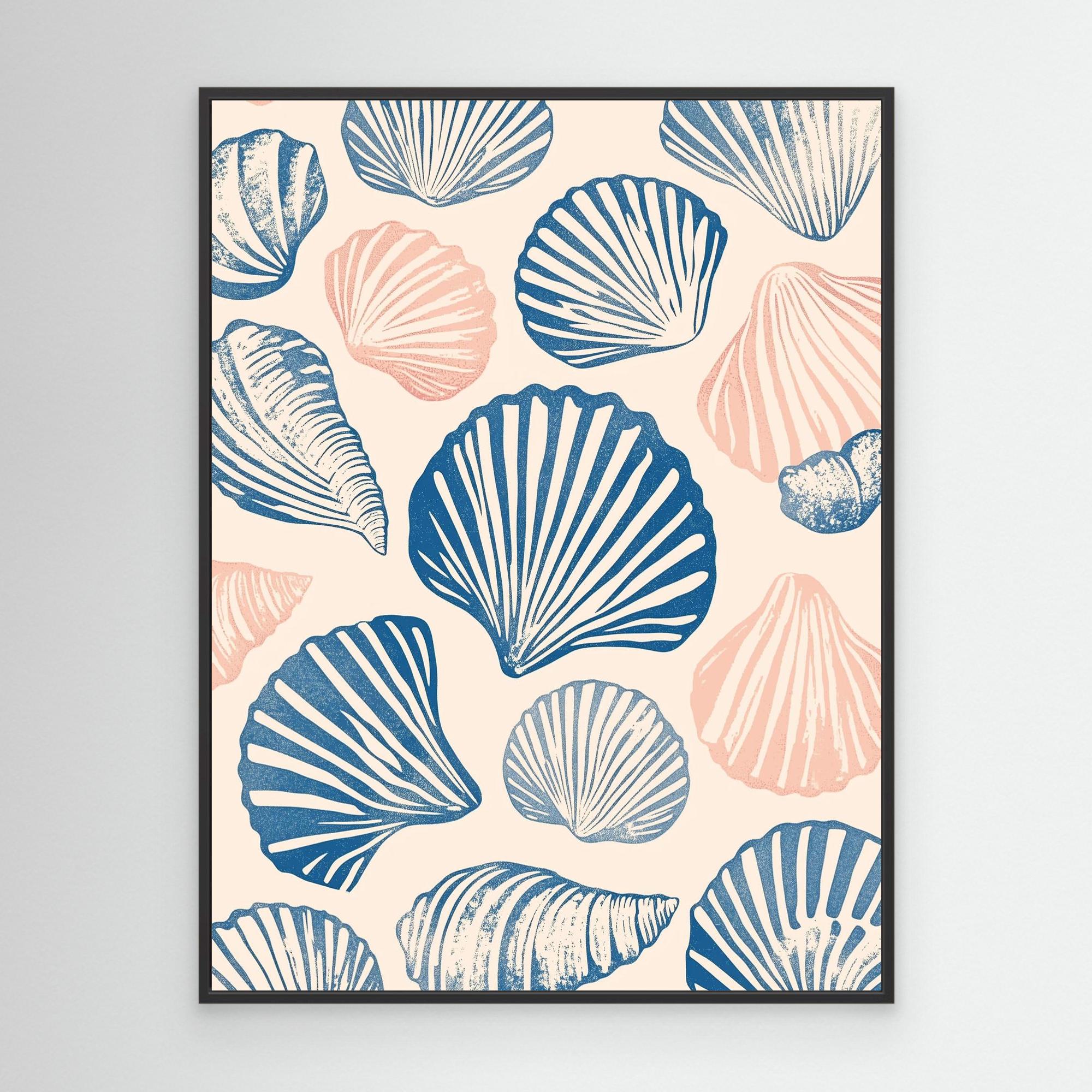 Seashell Pattern Canvas Print by Melloi Art Prints - Coastal Decor for Beach House, Living Room & Office Wall Art