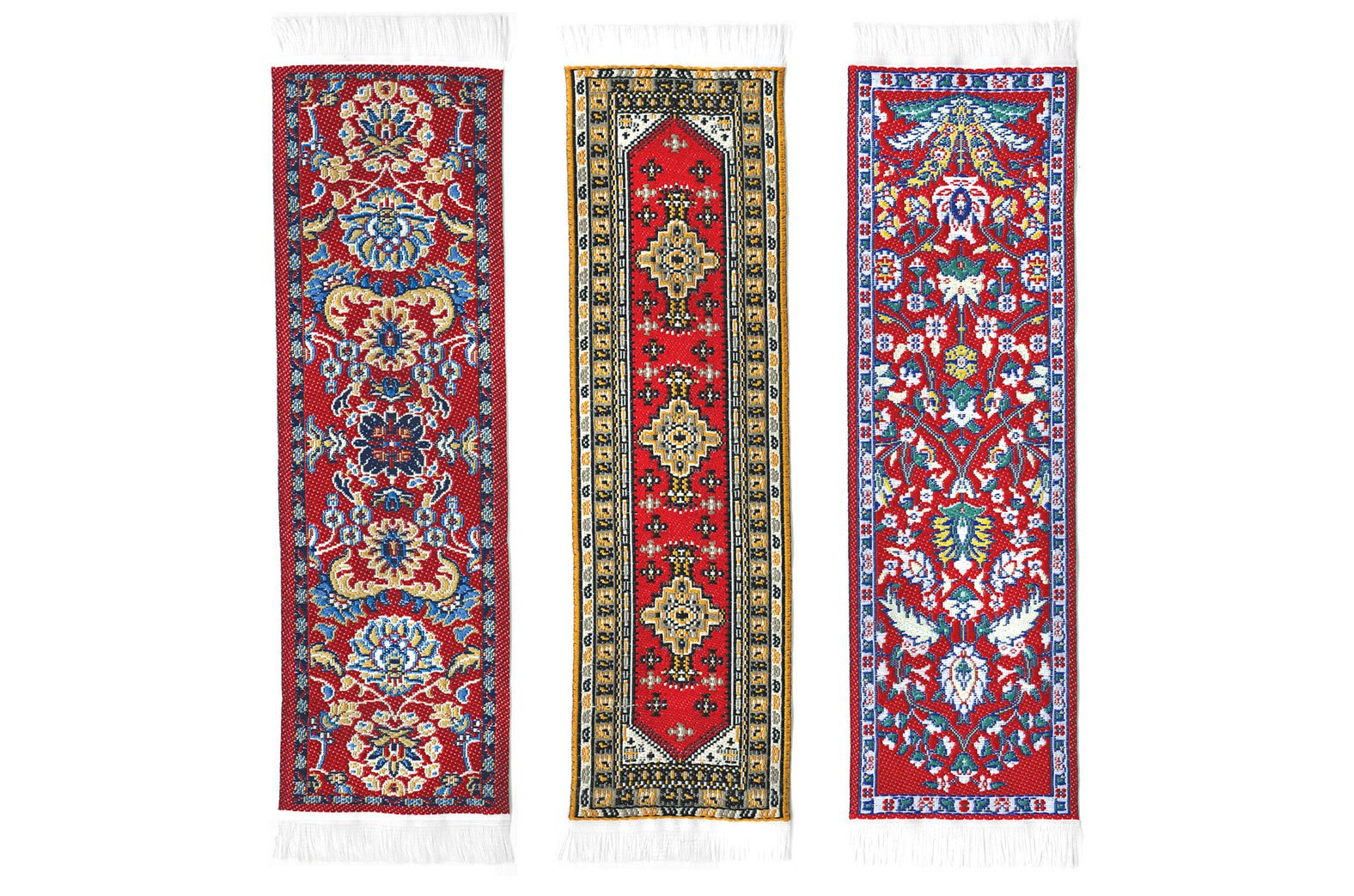 Authentic Woven Oriental Carpet Bookmarks - Red Kayseri Handmade Cloth Bookmarks - Elegant Gift for Men, Women, Teachers & Librarians - Perfect for Reading, Book Lovers & Home Decor