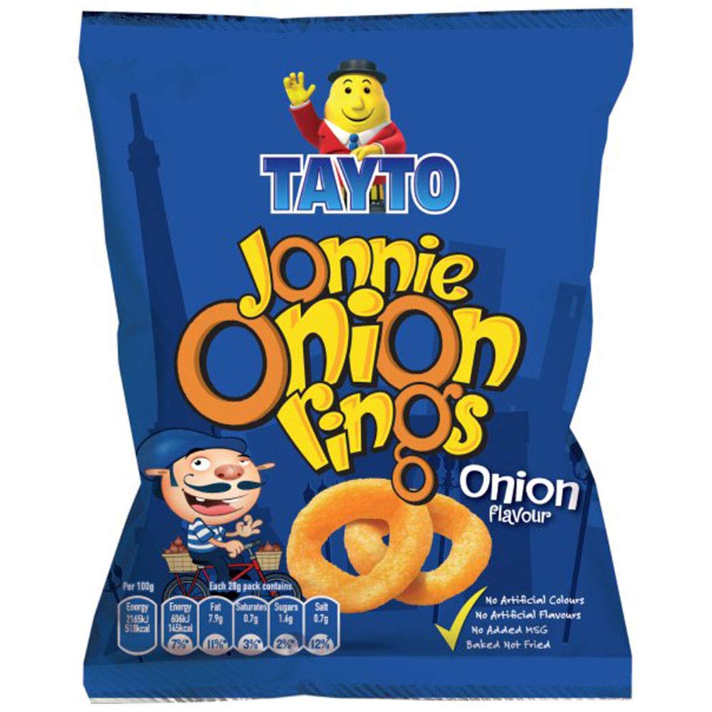 TAYTO Jonnie Onion Rings - Spring Onion Flavor Snacks from Ireland (12 Pack, 28g Each) | Crunchy Irish Potato Snacks for Parties, Movie Nights & On-The-Go Snacking
