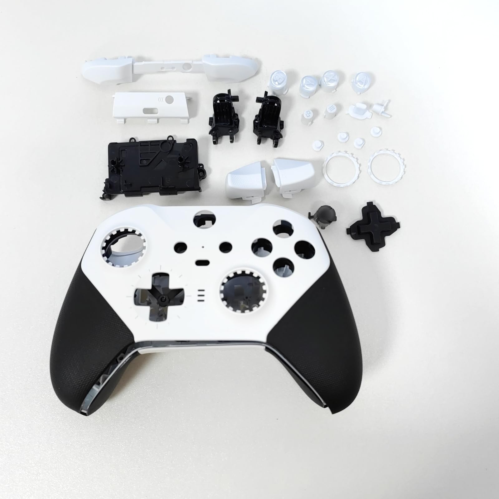 Xbox Elite Series 2 Core Controller Replacement Shell Kit - Full Housing Case Cover Set with Faceplates, Middle Frame, ABXY Buttons, LT RT LB RB Triggers & Bumper Accessories (White) - Perfect for Controller Repair, Customization & Gaming Setup Enhancement