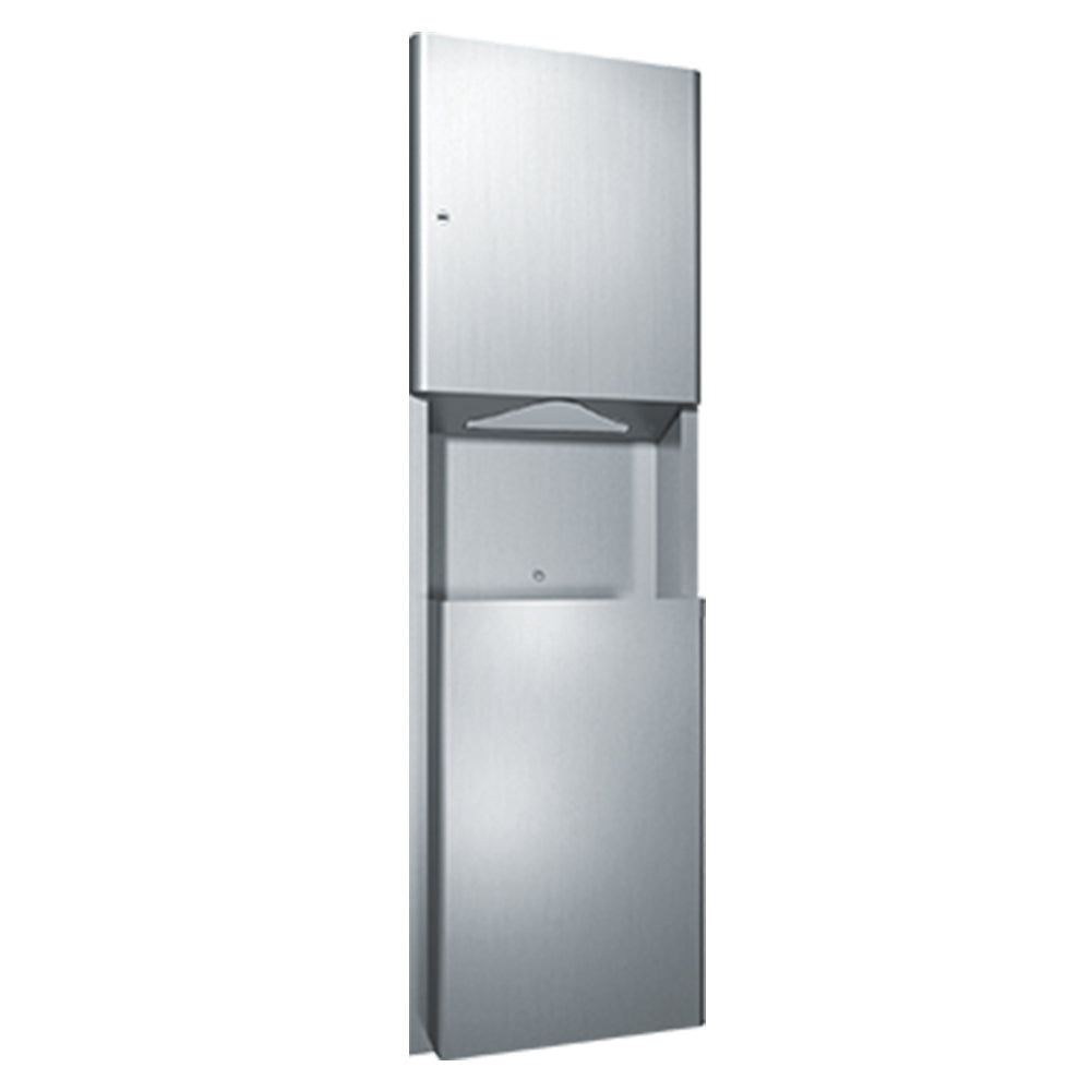 ASI 94696 Automatic Roll Paper Towel Dispenser with Built-in Waste Receptacle - Recessed Wall Mount Satin Finish | Ideal for Restaurants, Offices & Public Restrooms