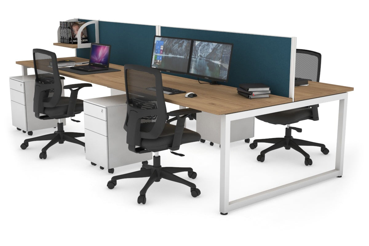 Quadro Loop Legs 4-Person Office Workstation Desk - 1600L x 700W - Modern Collaborative Workspace Solution for Team Projects & Open Office Layouts
