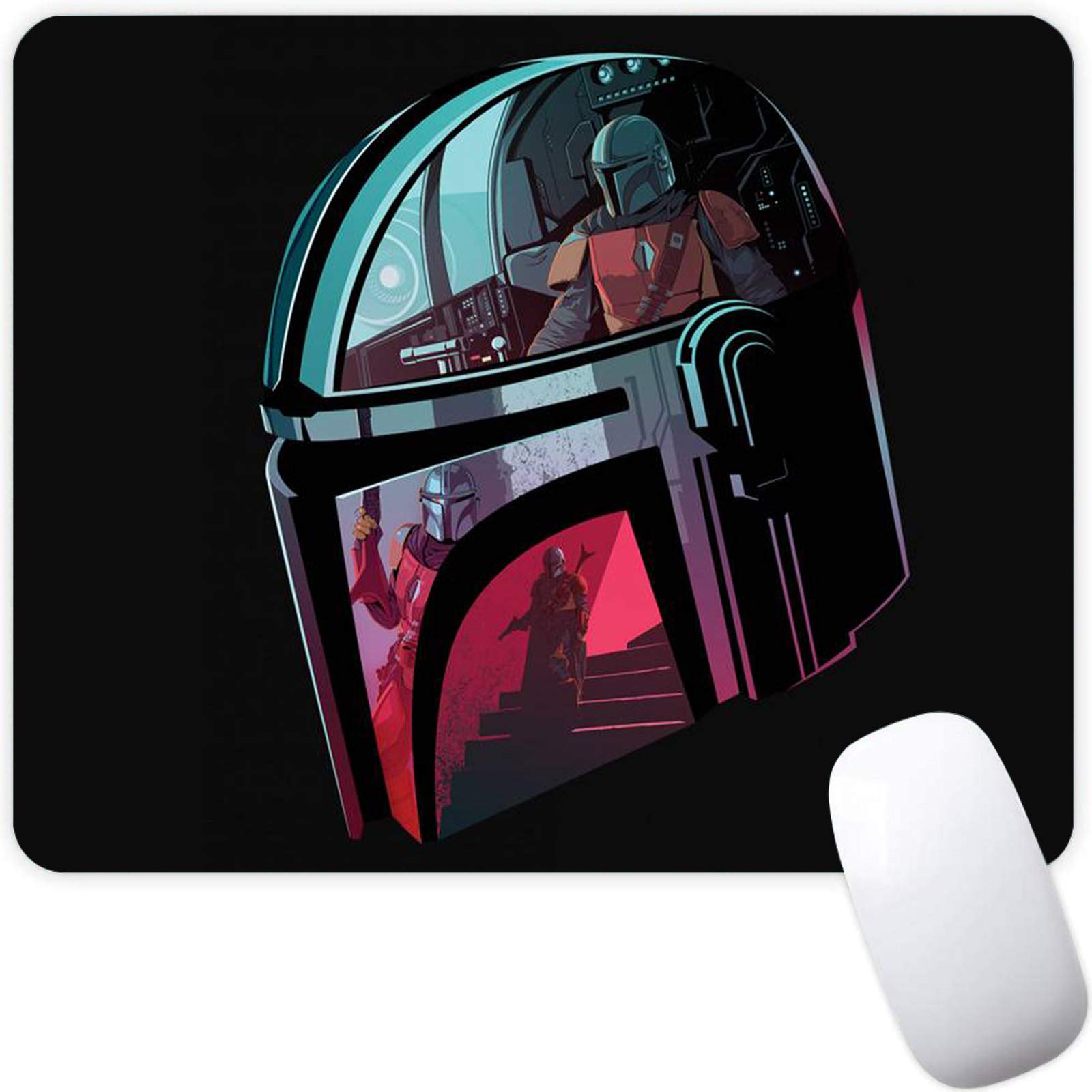 Black Helmet Pattern Graphic Gaming Mouse Pad - Non-Slip Rubber Desk Mat, Waterproof & Seamless for Laptop & Computer | Perfect for Gamers, Office Work & Home Use