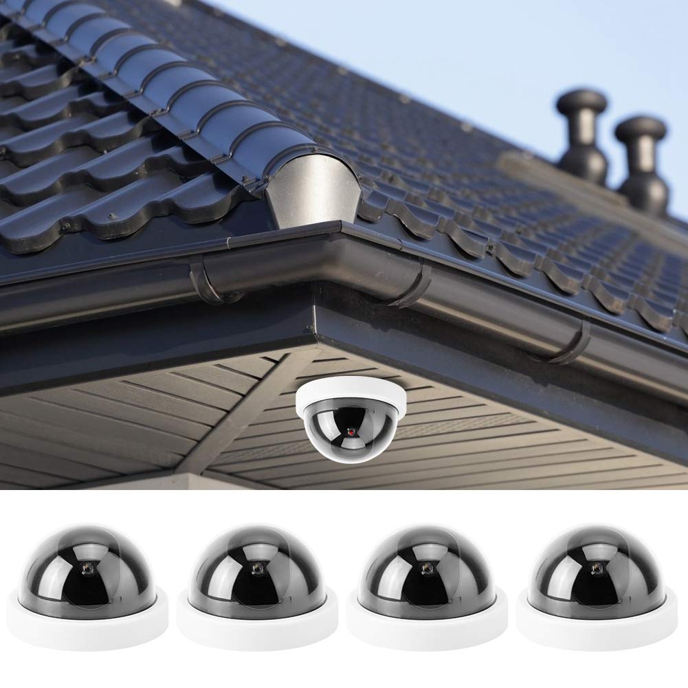 Burappoi Dummy Dome Camera - 4 Pack Fake Security Camera with Flashing LED Light (White) | Realistic CCTV Simulation for Home & Business Surveillance | Ideal for Deterring Burglars in Stores, Offices & Residential Areas